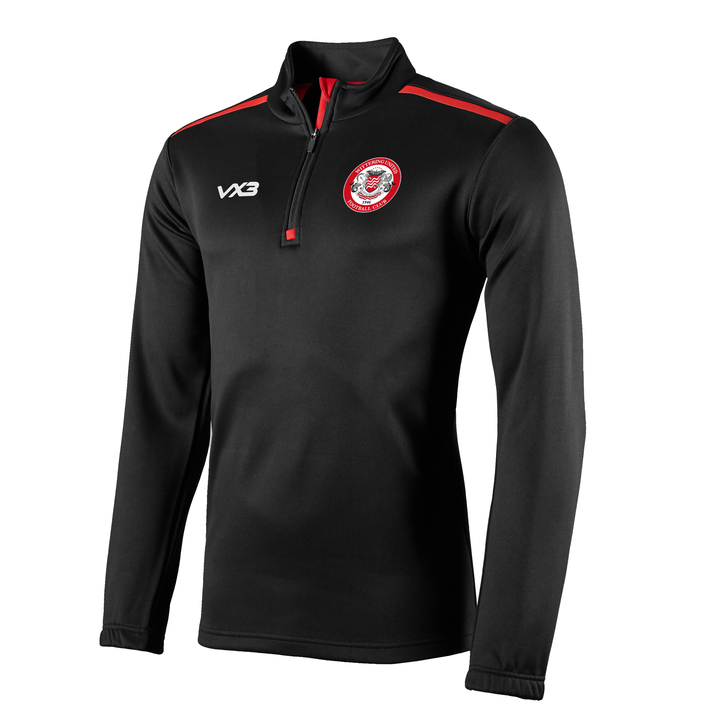 Wittering United FC Fortis Quarter Zip Sweat Black/Red