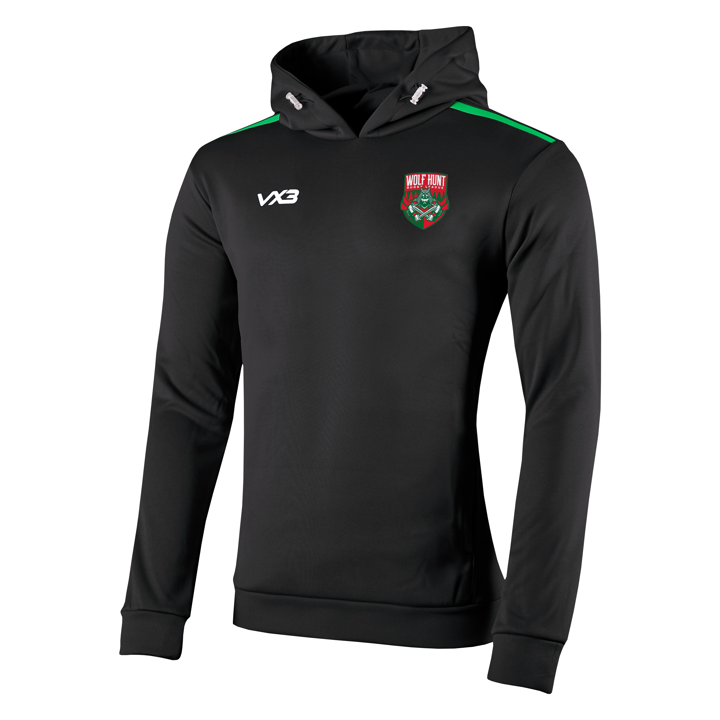 Wolf Hunt Rugby League Black/Emerald Fortis Youth Hoodie