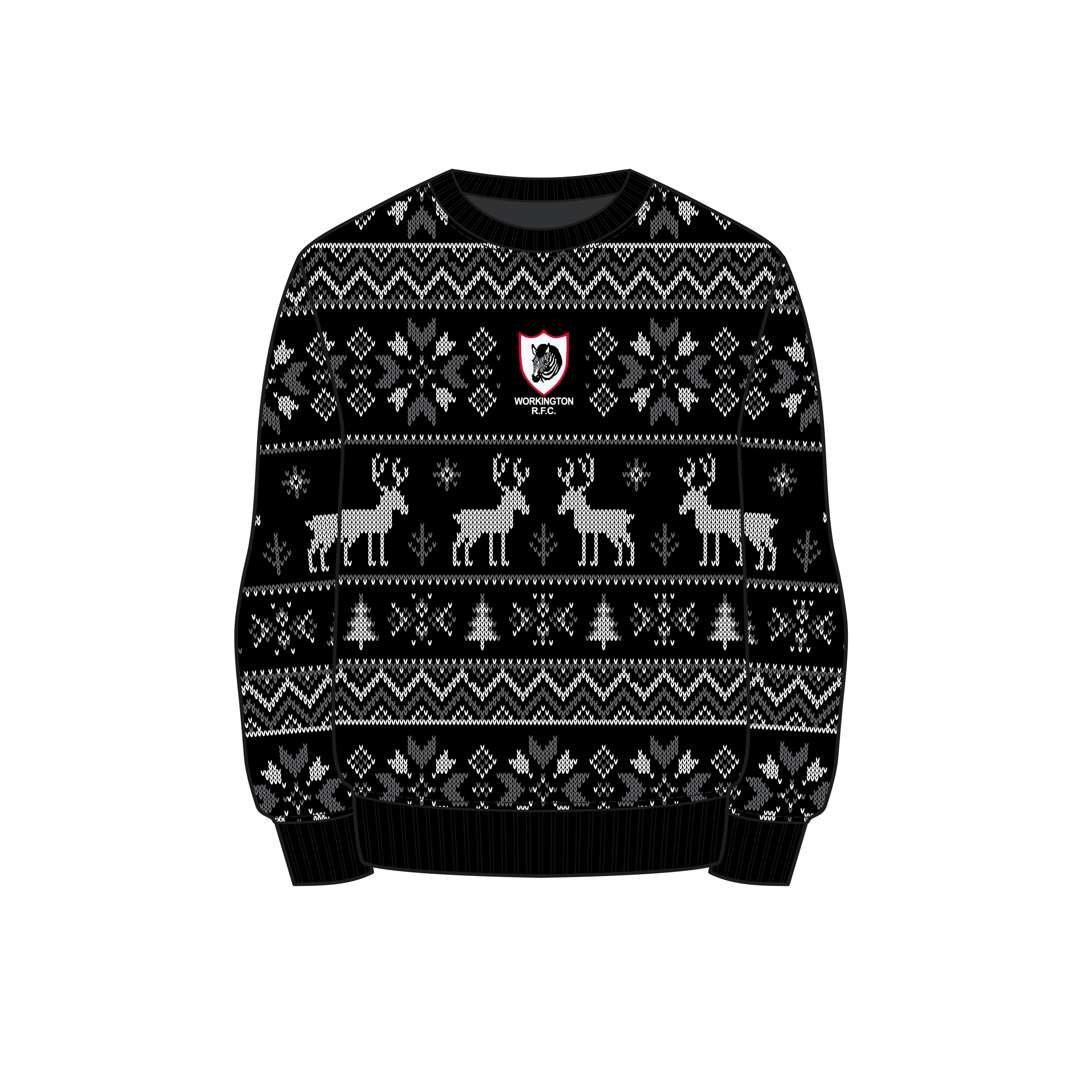 Workington RFC Christmas Jumper - Black/Grey/White Youth