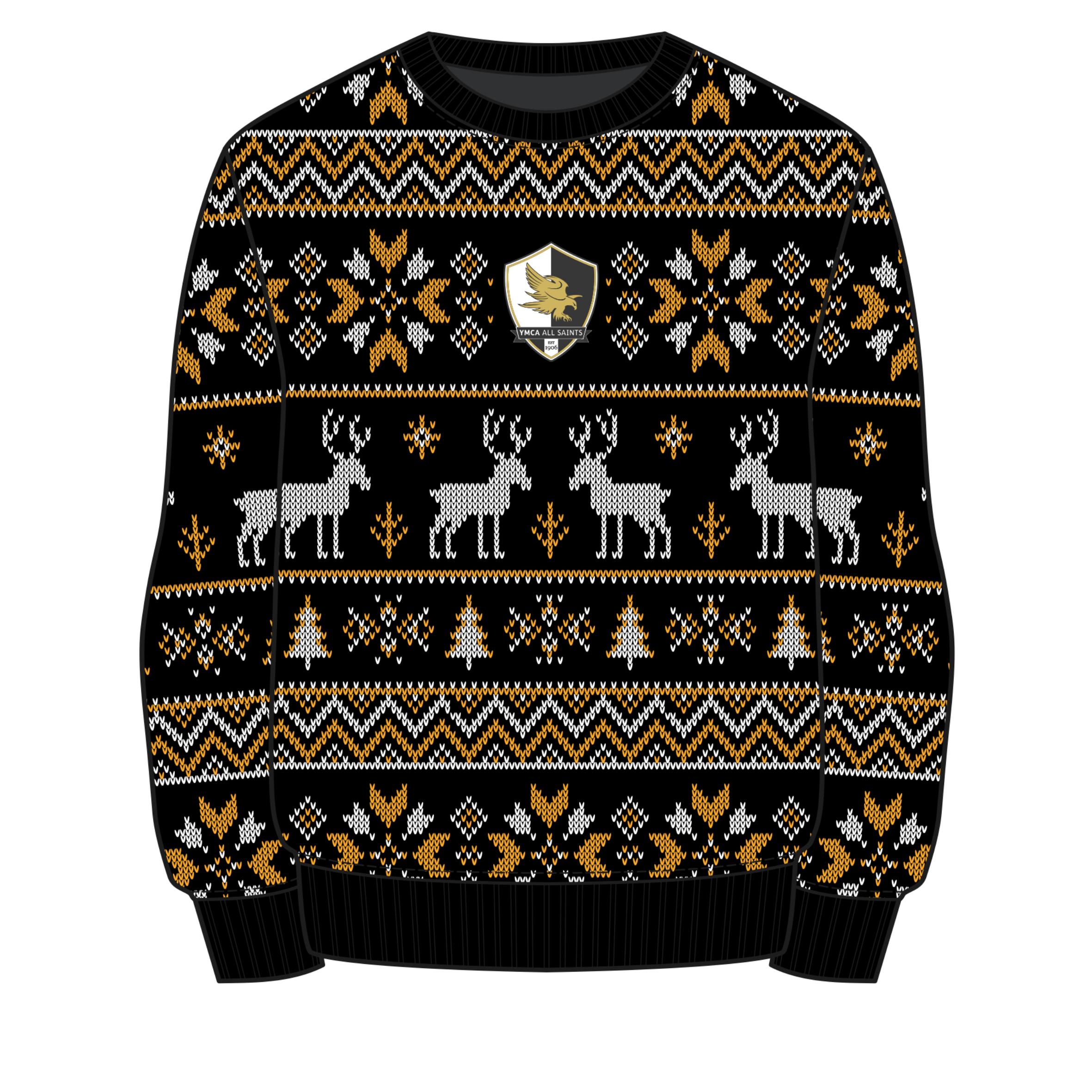 YMCA All Saints FC Christmas Jumper - Black/Amber/White