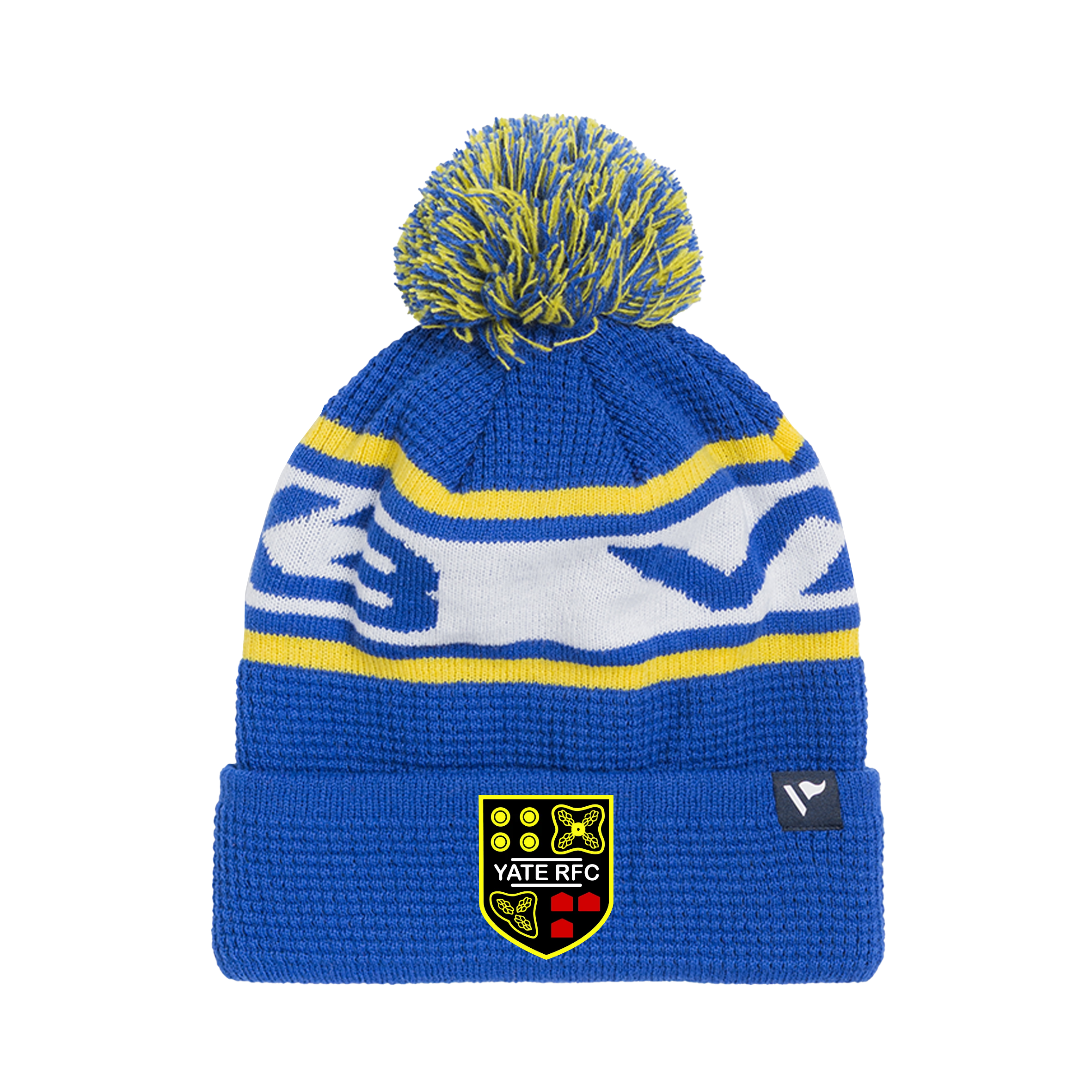 Yate RFC Waffle Knit Bobble Hat - Royal/Yellow/White