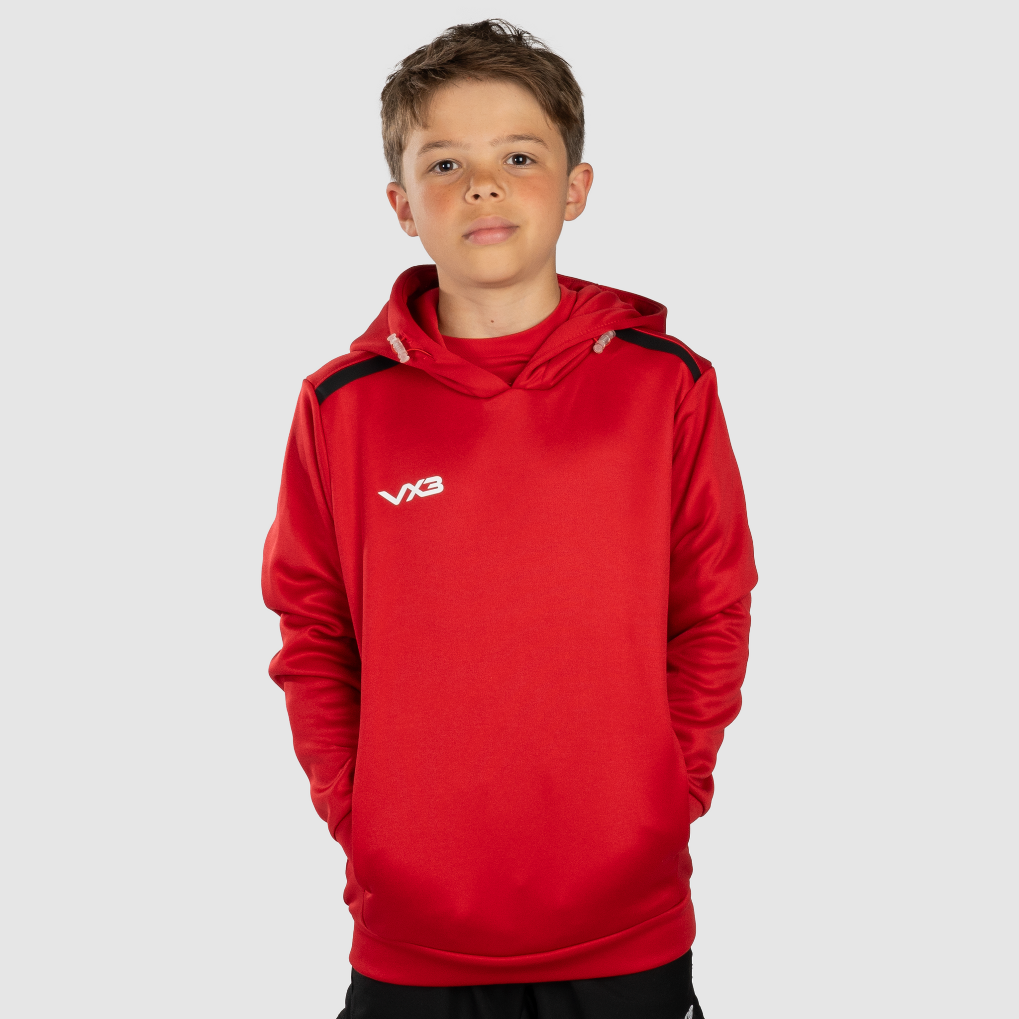 Black hoodie top red lining