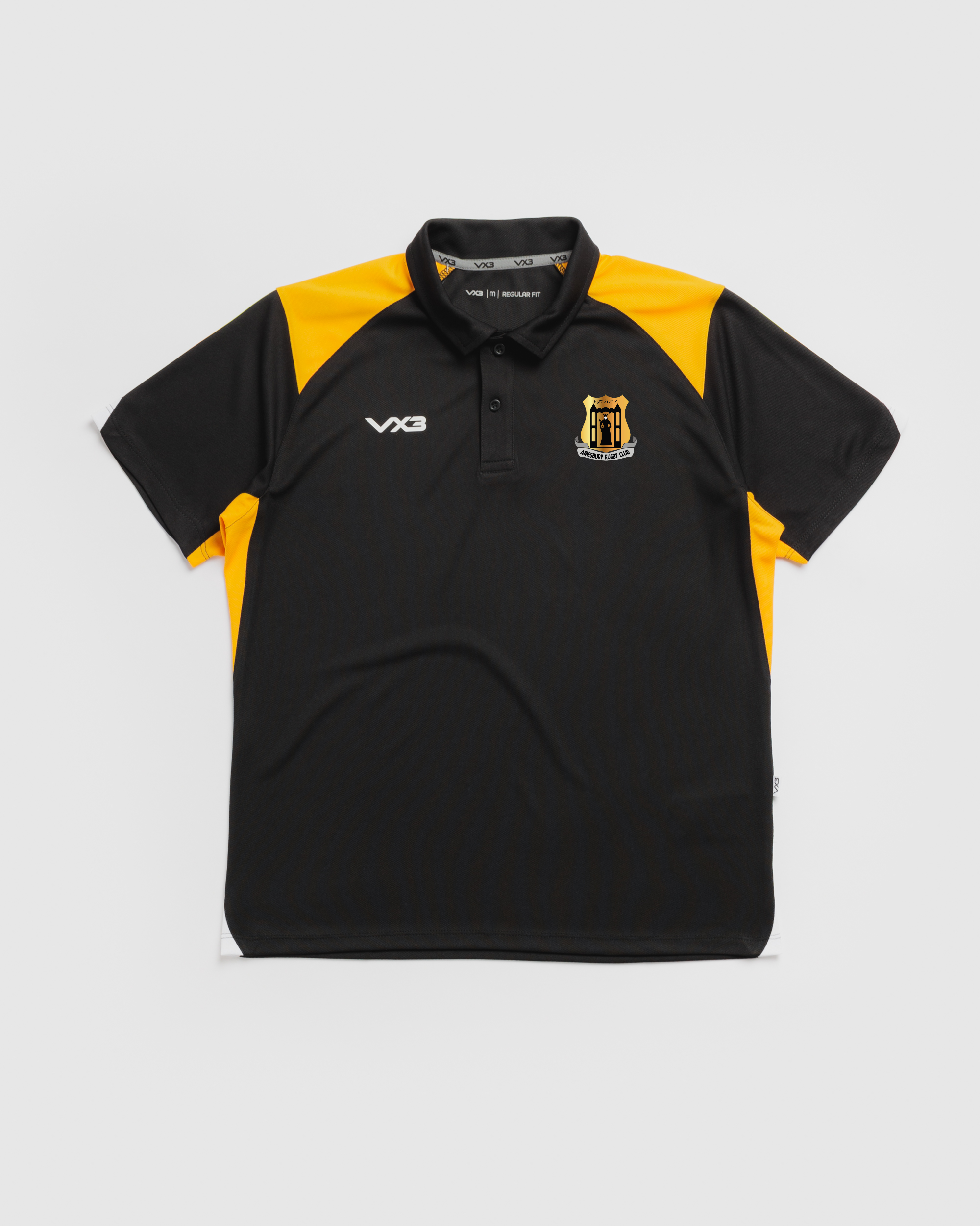 Amesbury RFC Vertex Polo -Black/Amber/White
