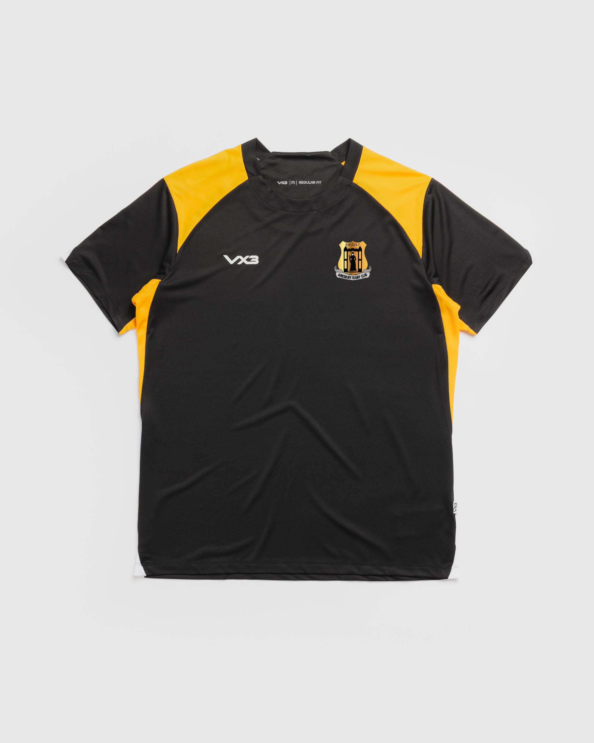 Amesbury RFC Vertex Youth Tee -Black/Amber/White
