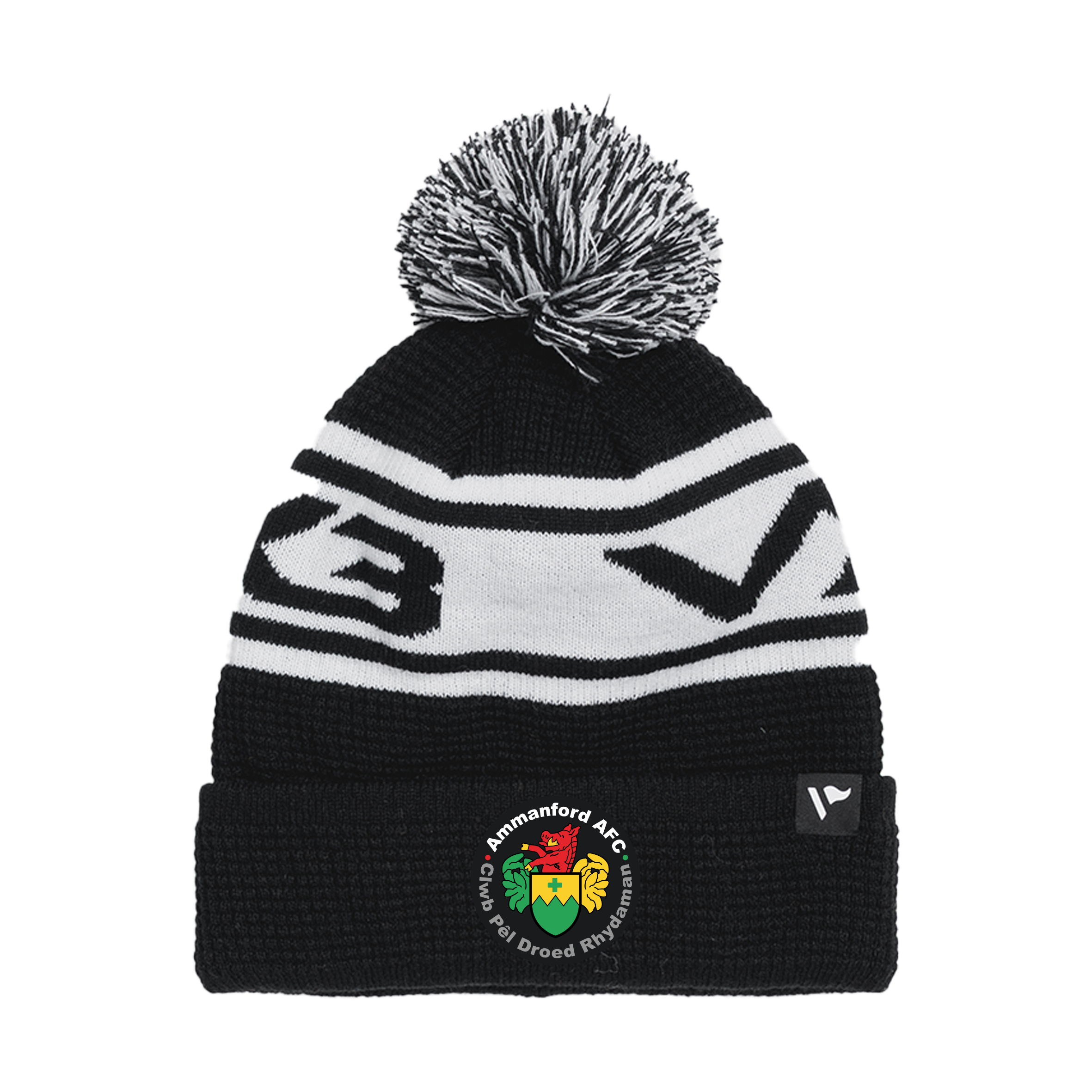 Ammanford AFC Waffle Knit Bobble Hat - Black/White