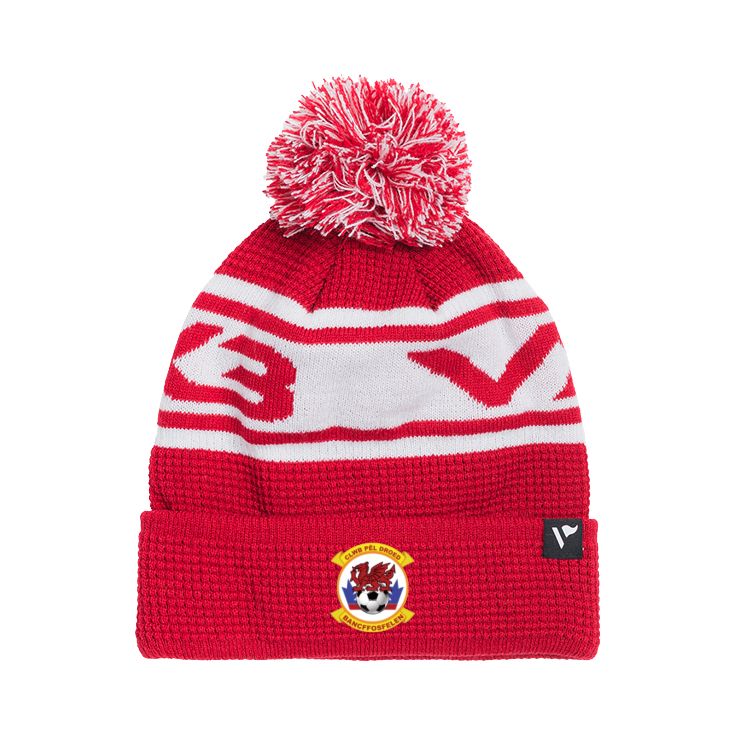 Bancffosfelen FC Waffle Knit Bobble Hat - Red/White