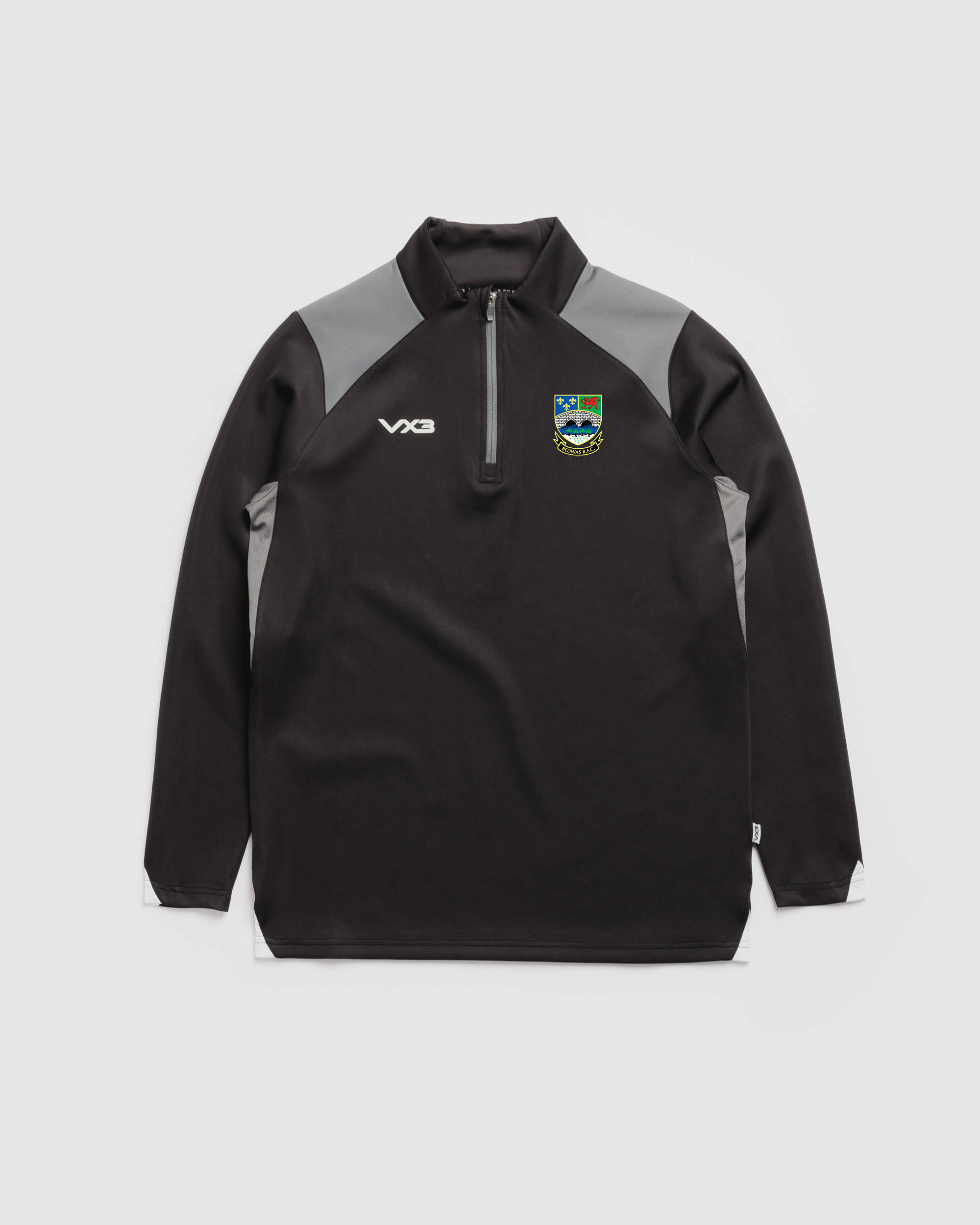 Bedwas RFC Vertex Youth Quarter Zip -Black/Grey/White