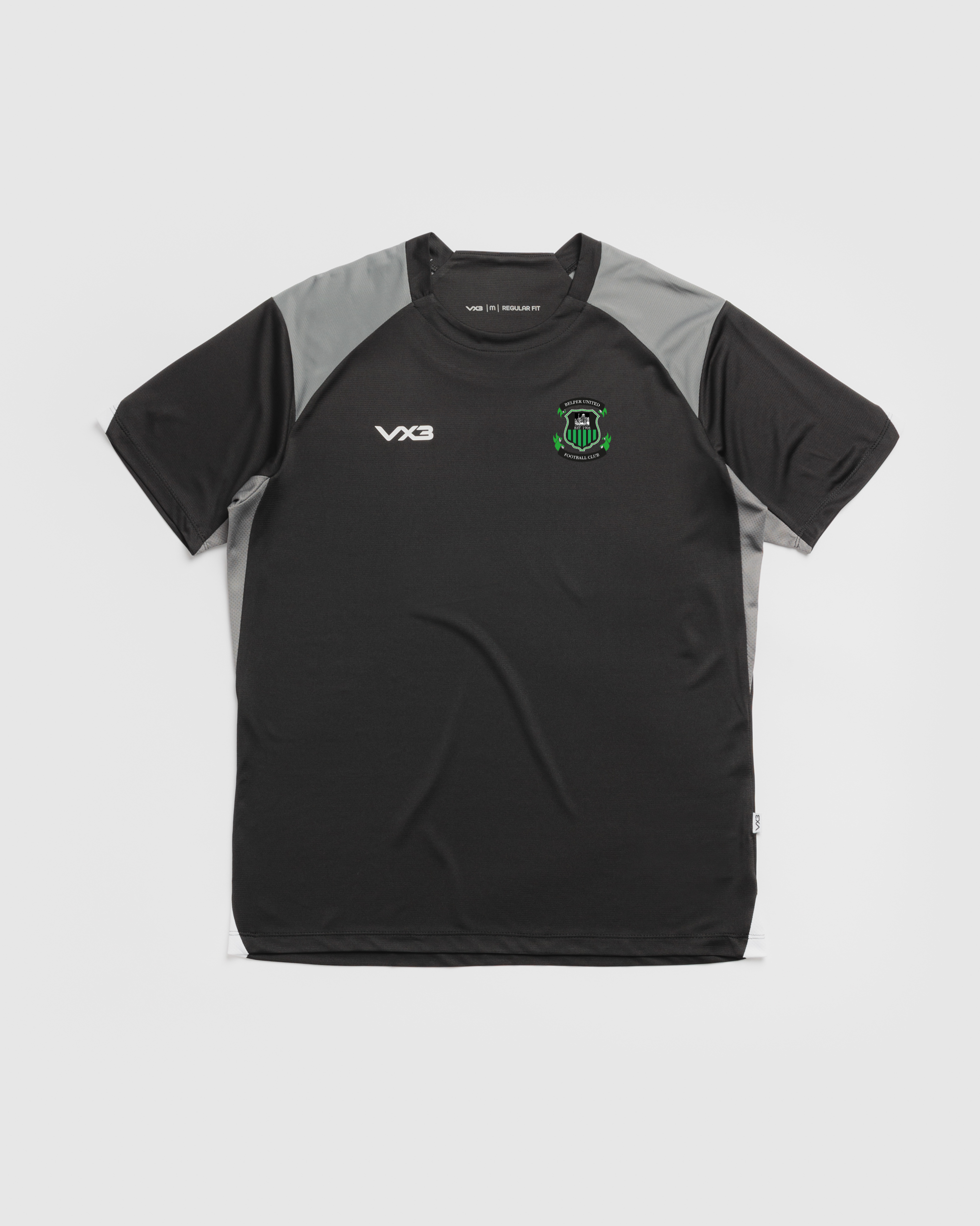 Belper United FC Vertex Tee -Black/Grey/White