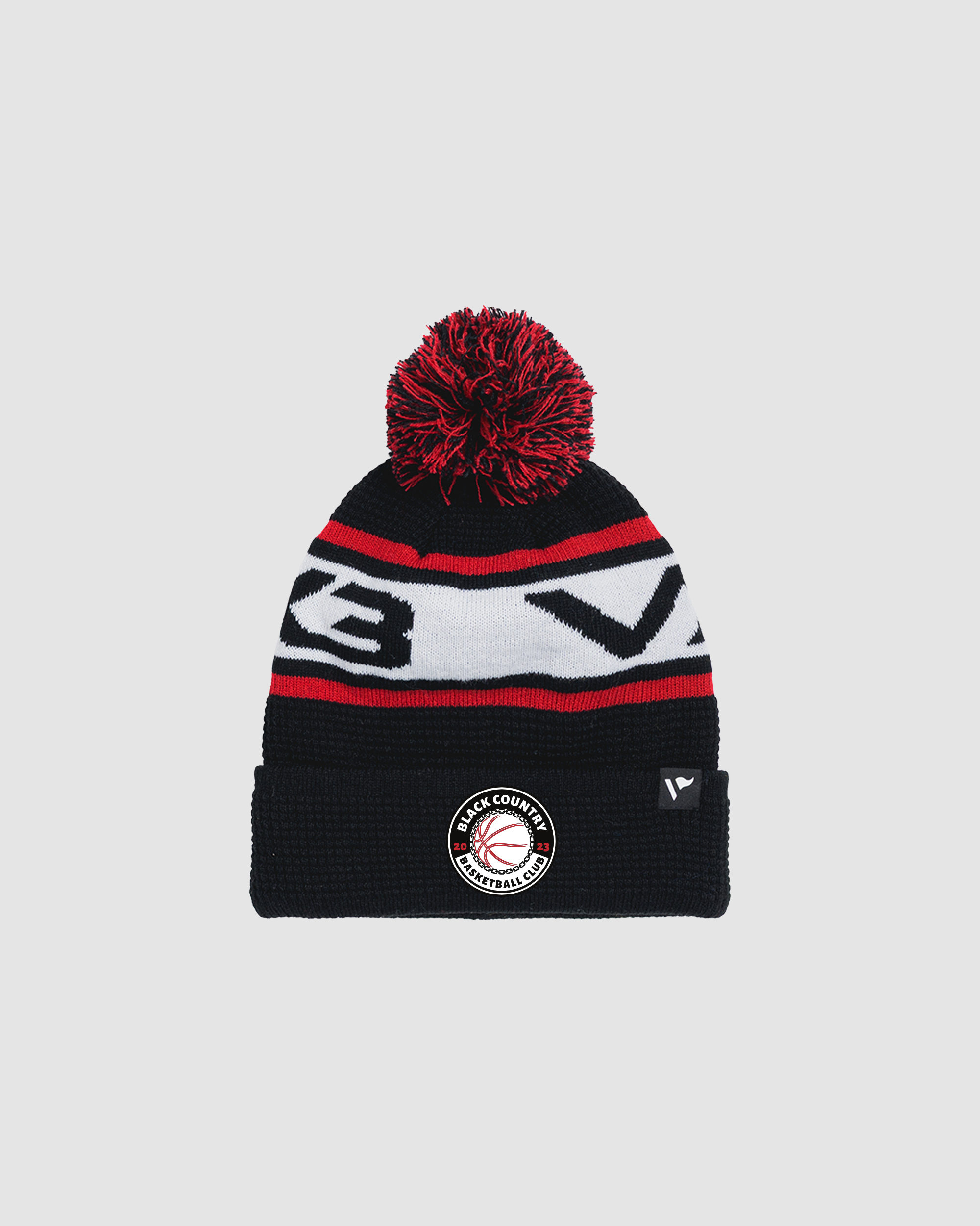 Black Country Steelers Basketball  Waffle Knit Bobble Hat - Black/Red/White