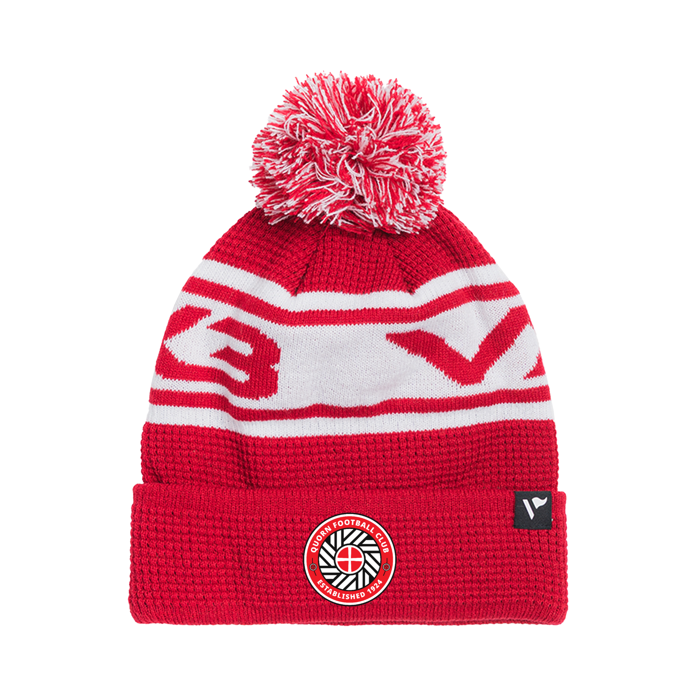 Quorn FC Waffle Knit Bobble Hat - Red/White