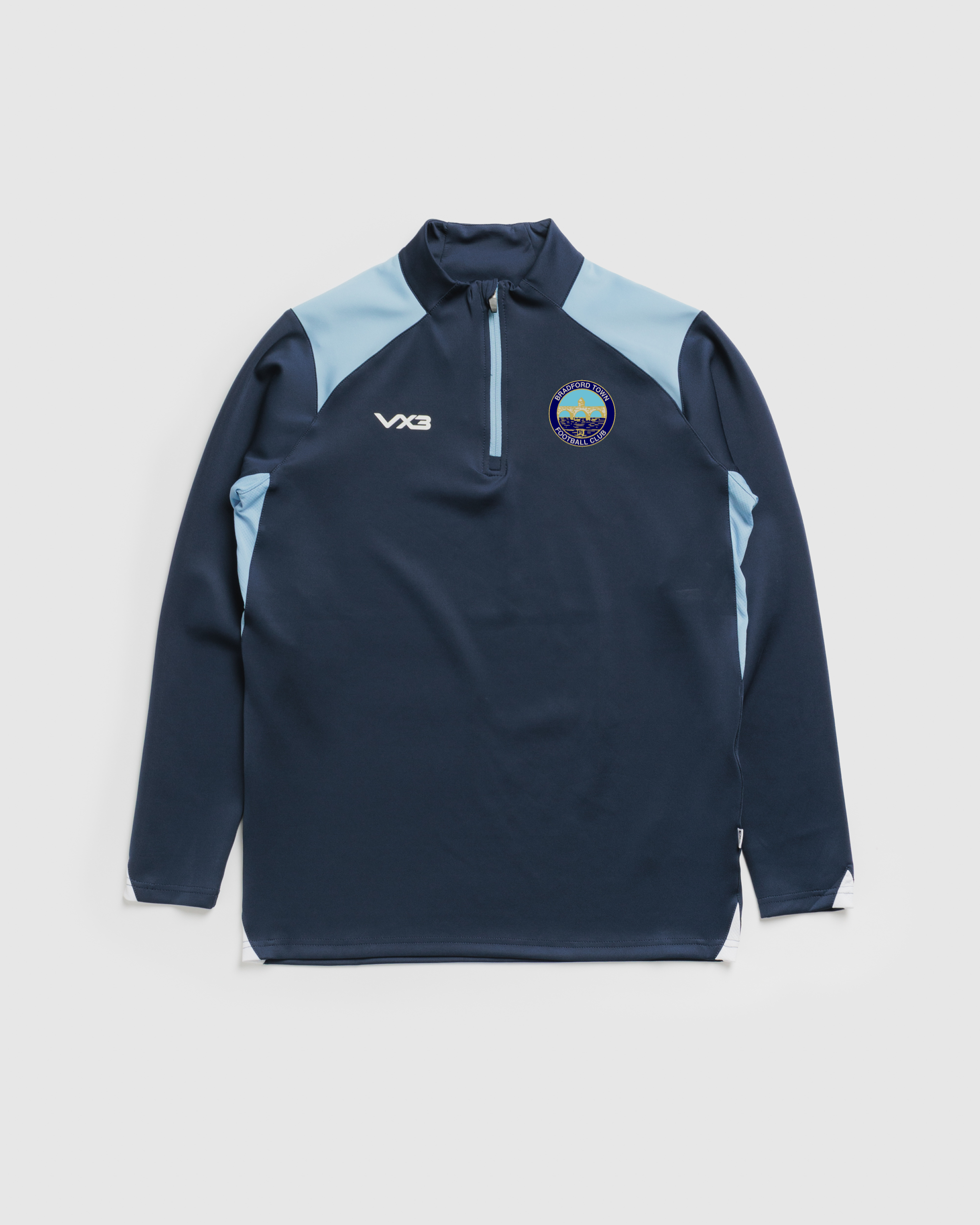 Bradford Town FC Vertex Youth Quarter Zip -Navy/Sky/White