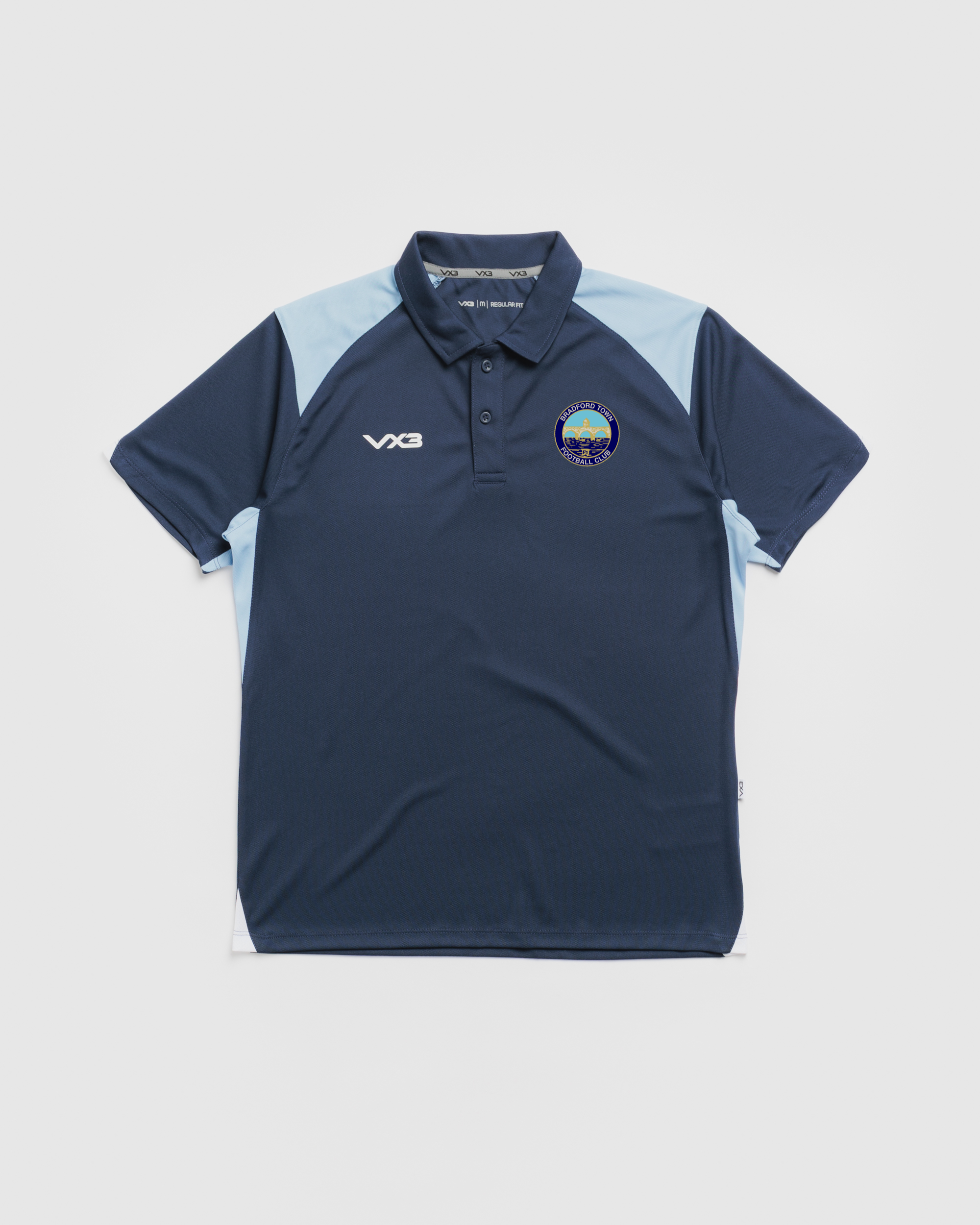 Bradford Town FC Vertex Polo -Navy/Sky/White