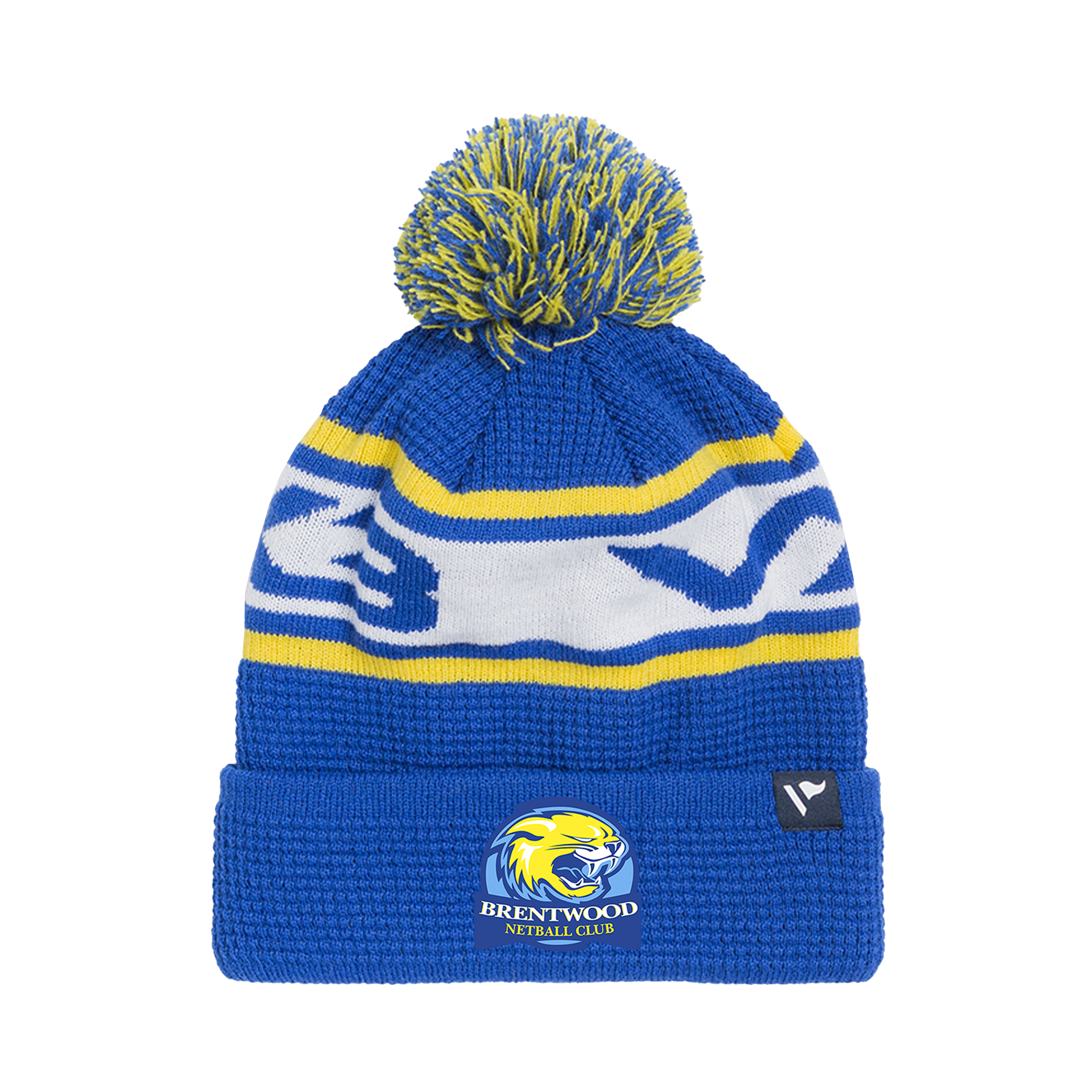 Brentwood Netball Club Waffle Knit Bobble Hat - Royal/Yellow/White