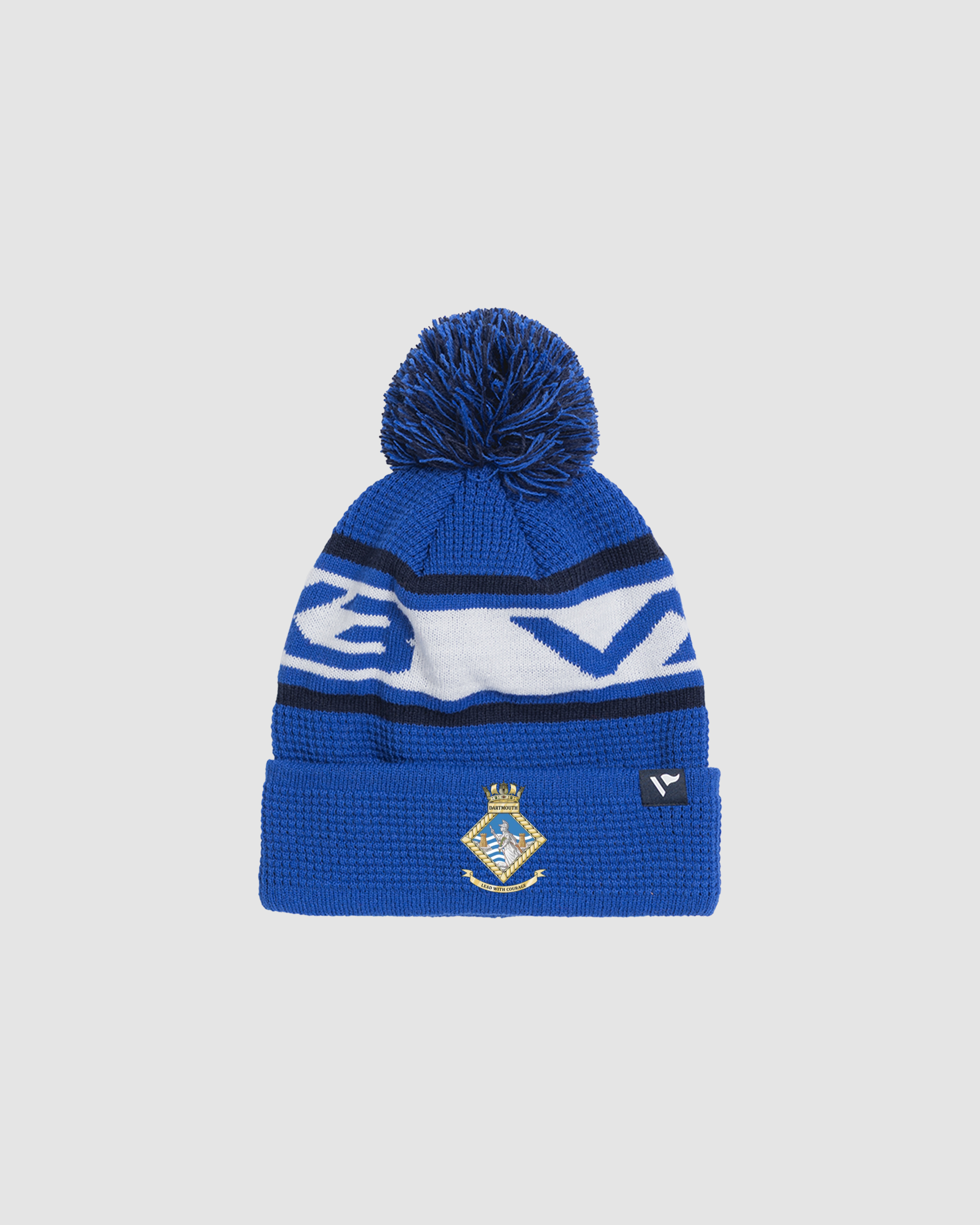 Britannia Royal Naval College Waffle Knit Bobble Hat - Royal/Navy/White
