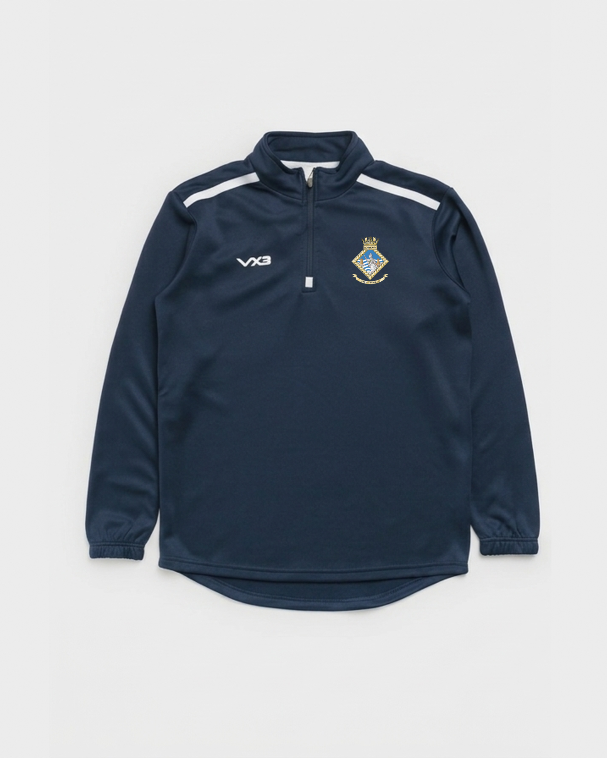 Britannia Royal Naval College Fortis Quarter Zip Sweat - Navy/White