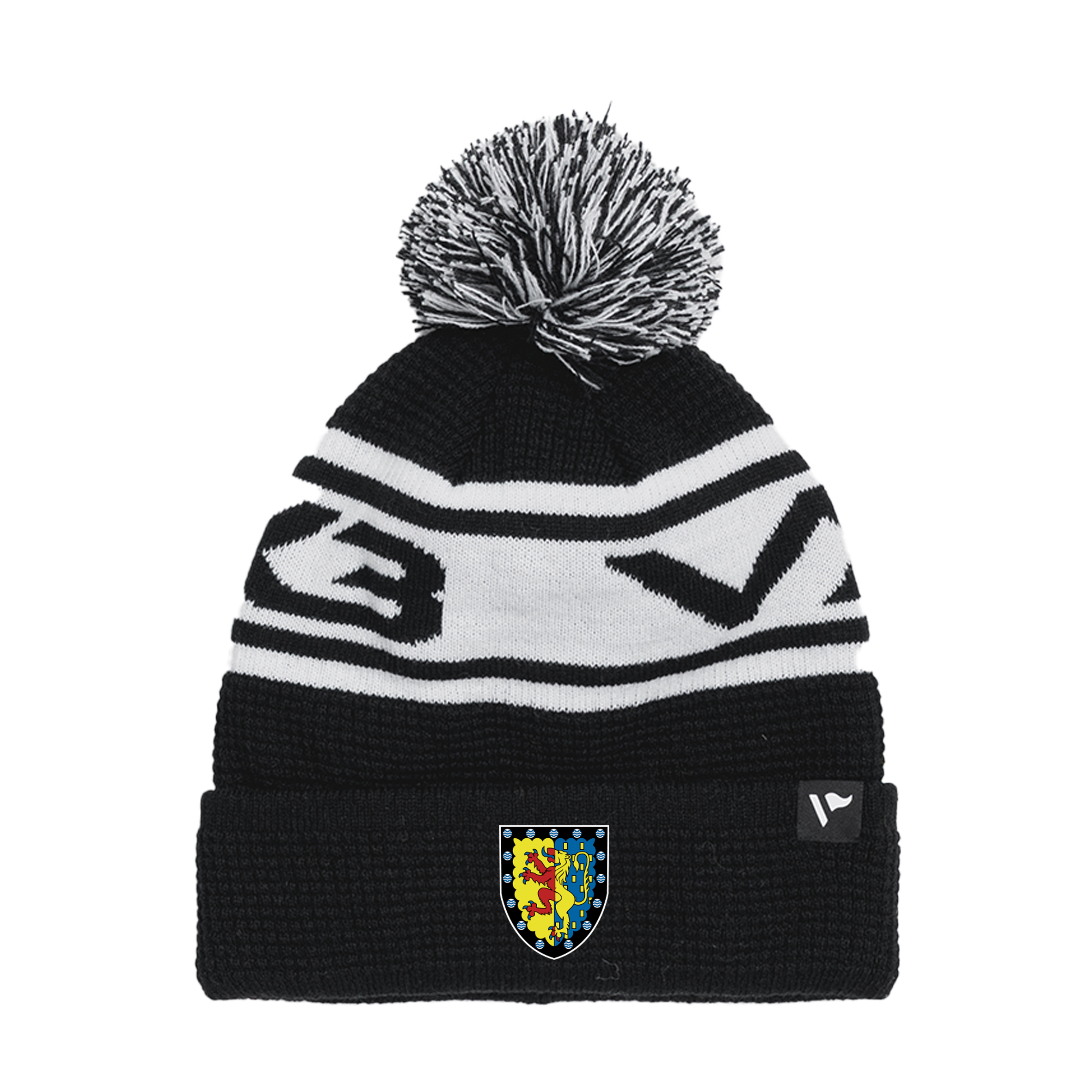 Brixham RFC Waffle Knit Bobble Hat - Black/White