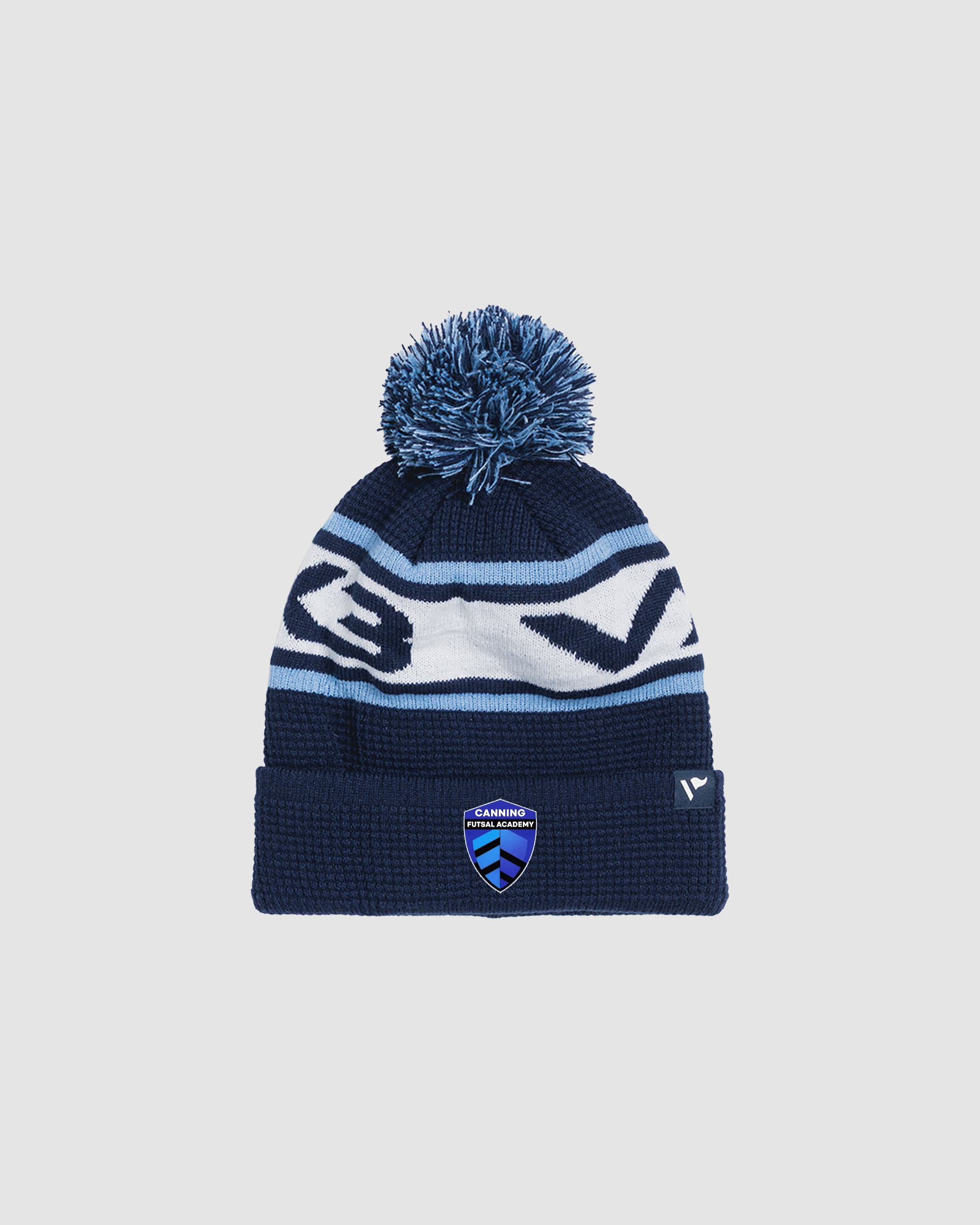 Canning Futsal Academy  Waffle Knit Bobble Hat - Navy/Sky/White