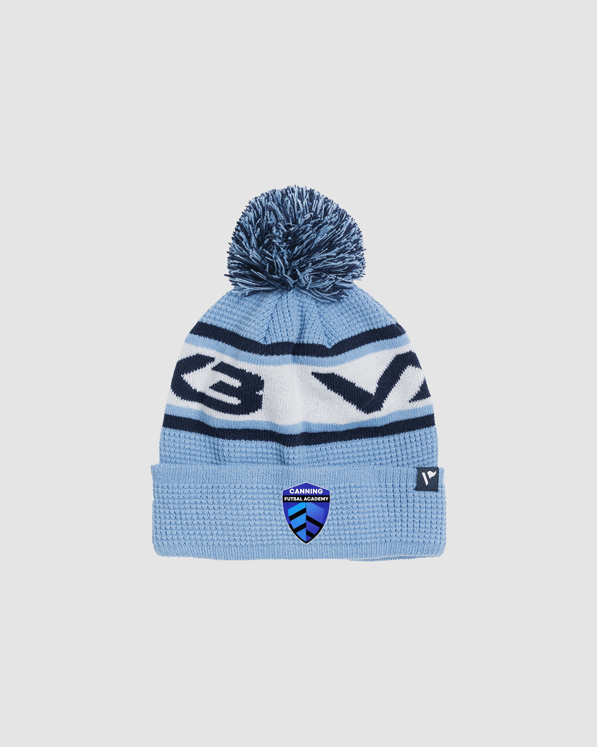 Canning Futsal Academy  Waffle Knit Bobble Hat - Sky/Navy/White