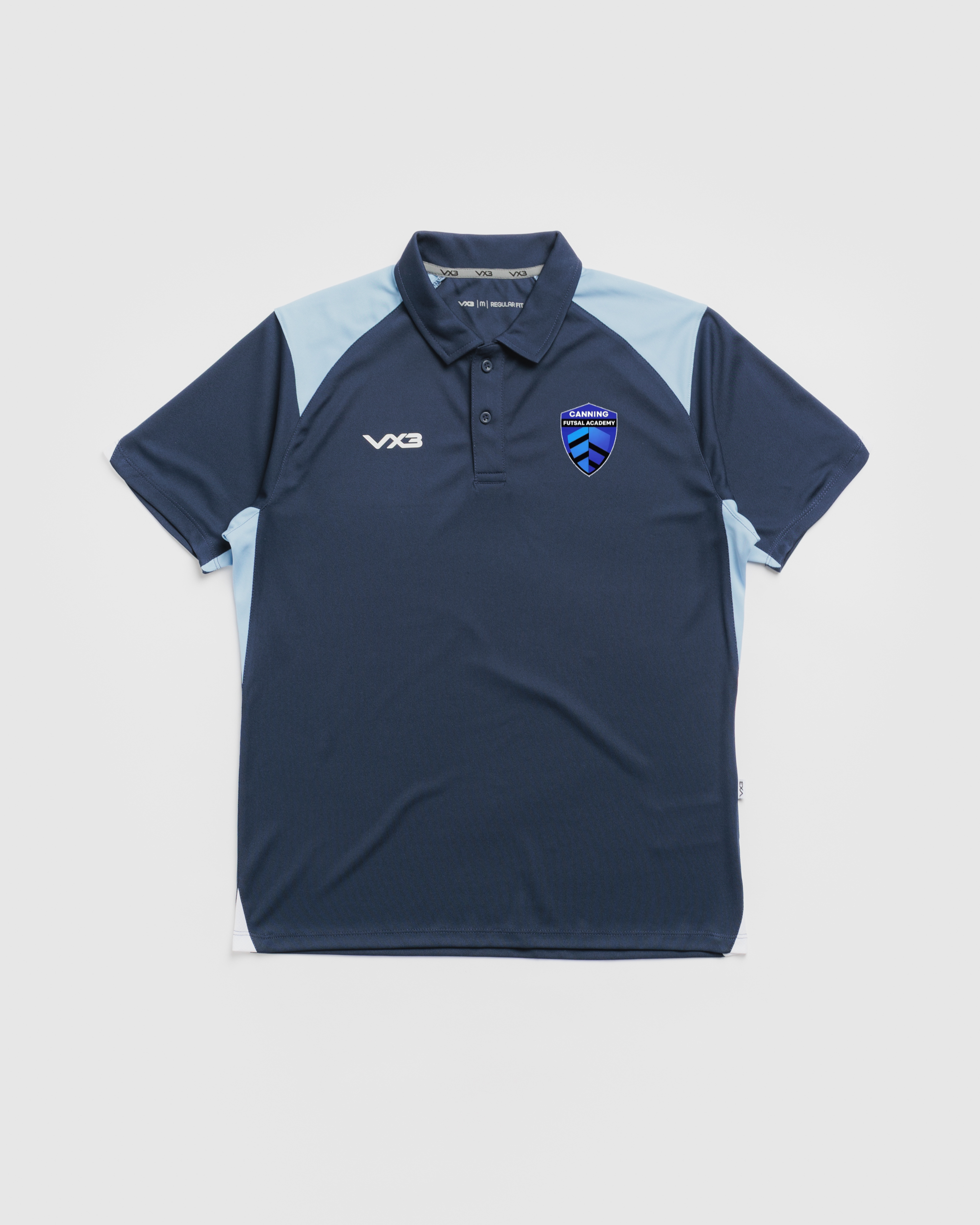 Canning Futsal Academy  Vertex Polo -Navy/Sky/White
