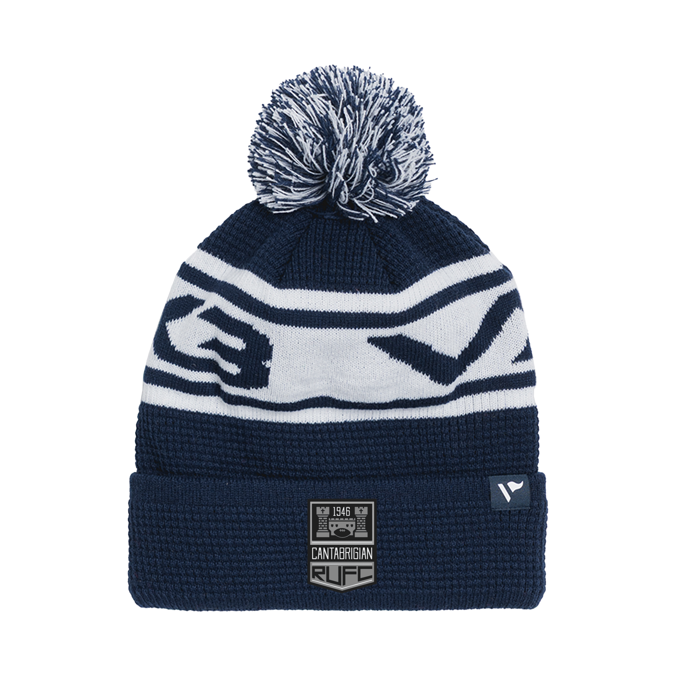 Cantabrigian RUFC Waffle Knit Bobble Hat - Navy/White