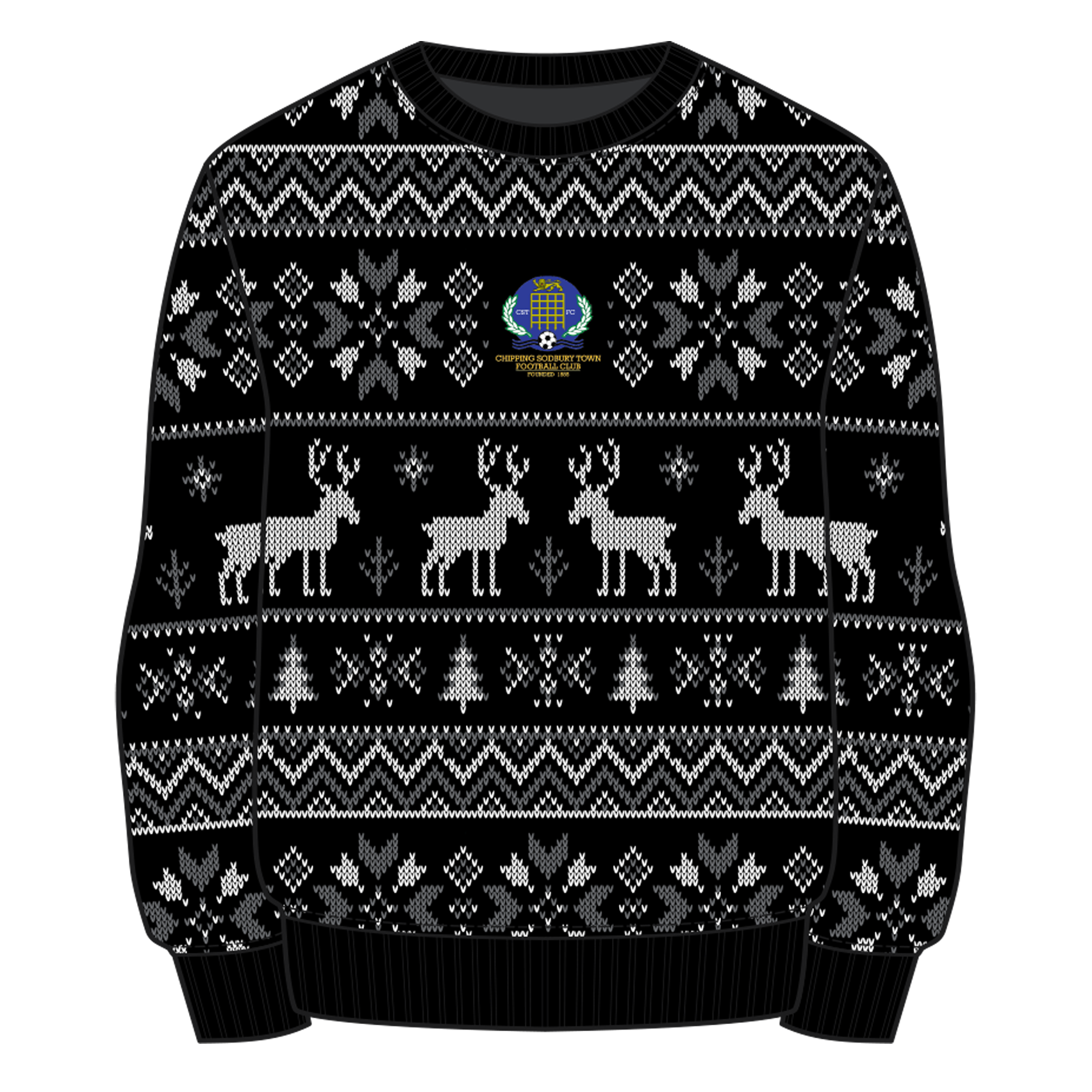 Chipping Sodbury Town FC Christmas Jumper - Black/Grey/White