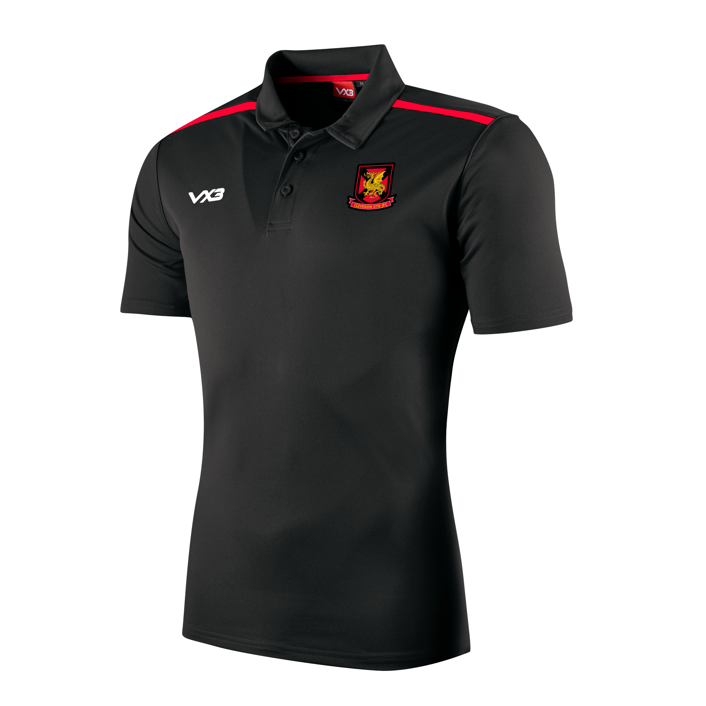 Clevedon United Juniors Fortis Polo Black/Red