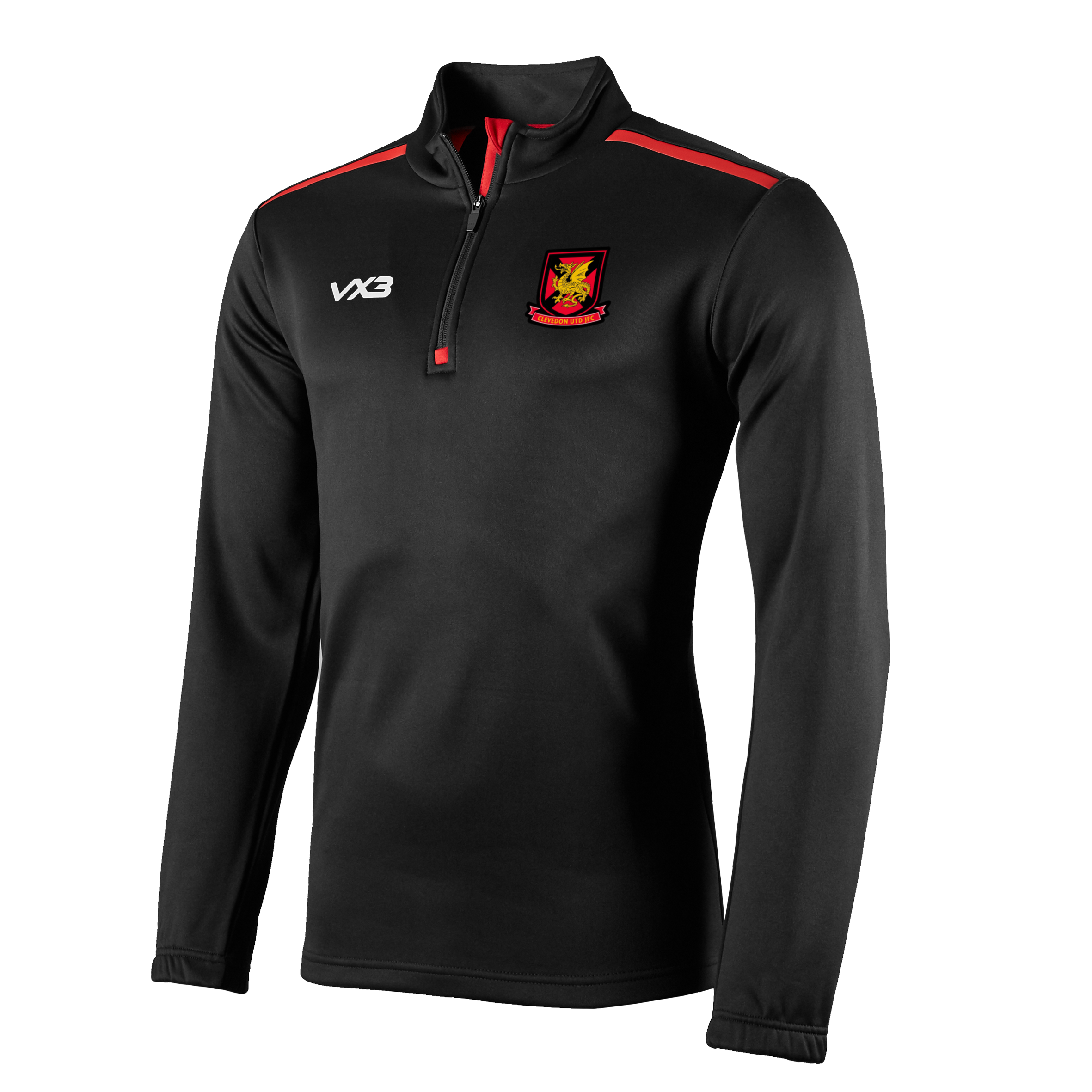 Clevedon United Juniors Fortis Youth Quarter Zip Sweat Black/Red