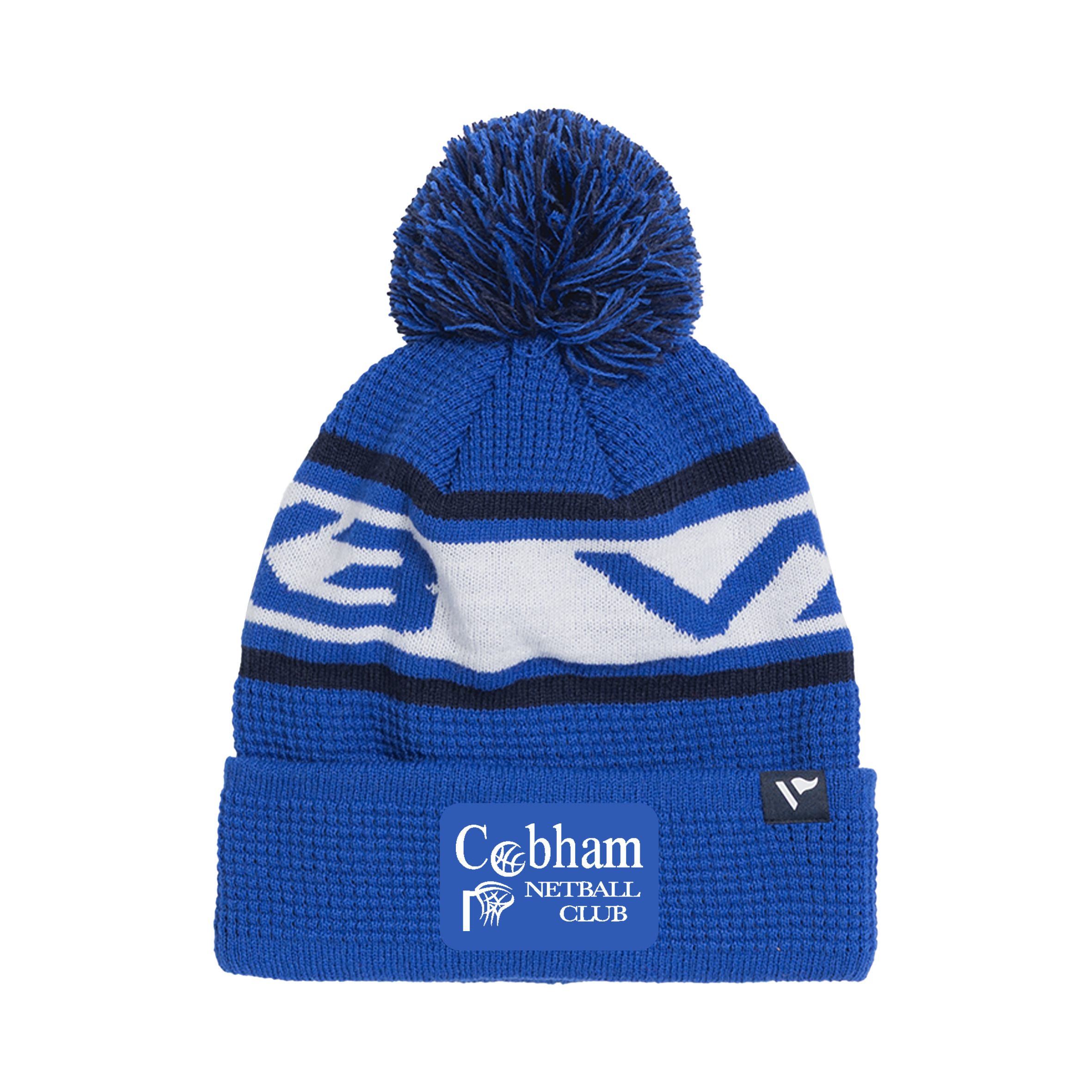 Cobham Netball Club Waffle Knit Bobble Hat - Royal/Navy/White