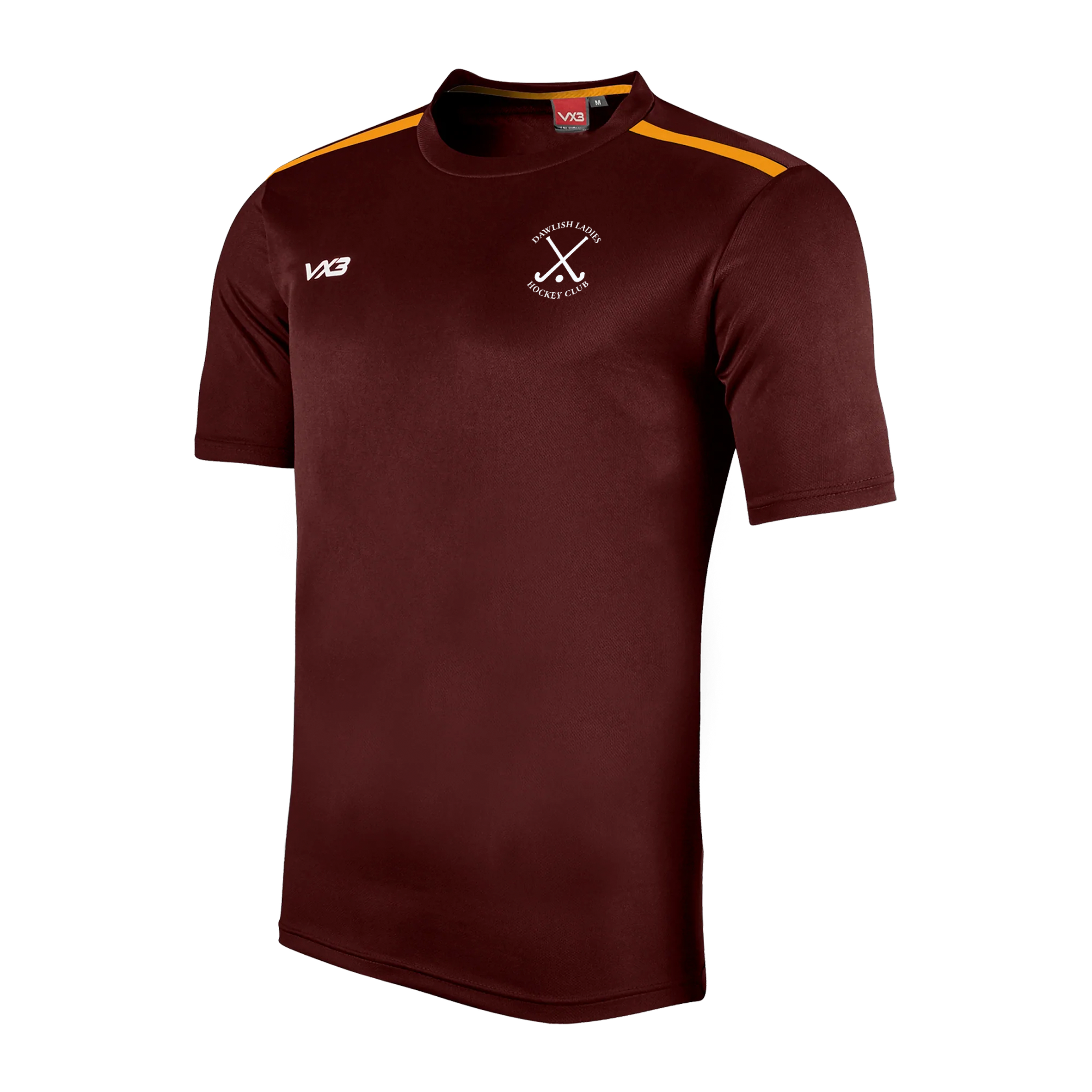 Dawlish Ladies Hockey Club Fortis Tee Maroon/Amber
