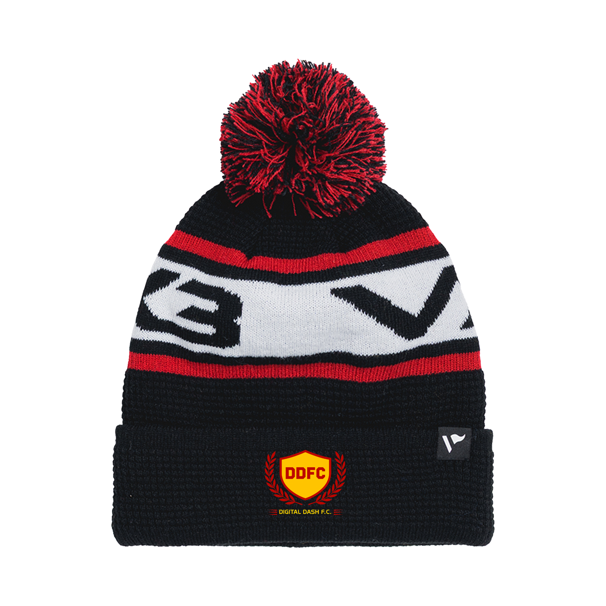 Digital Dash FC Waffle Knit Bobble Hat - Black/Red/White