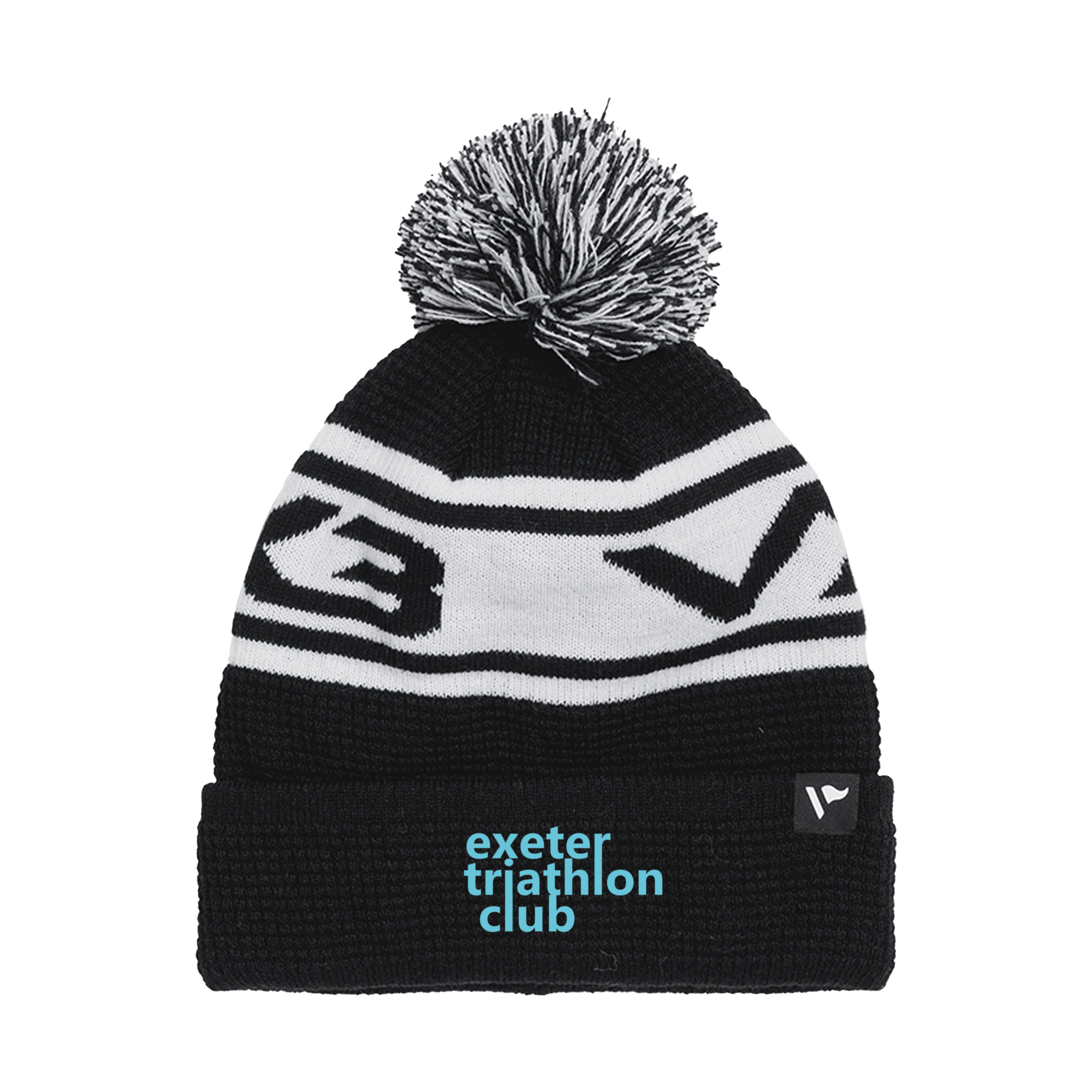 Exeter Triathlon Club Waffle Knit Bobble Hat - Black/White
