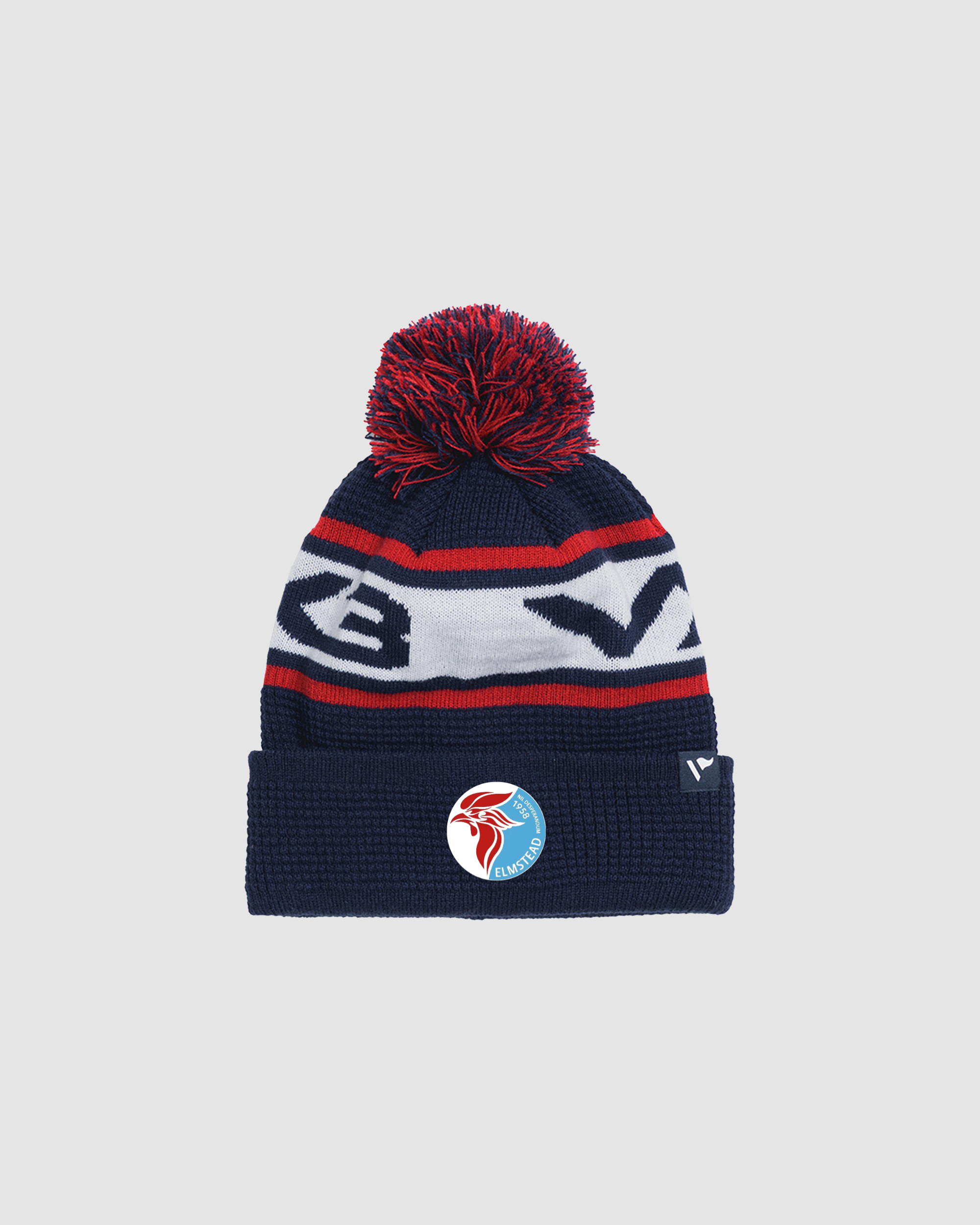FC Elmstead Waffle Knit Bobble Hat - Navy/Red/White