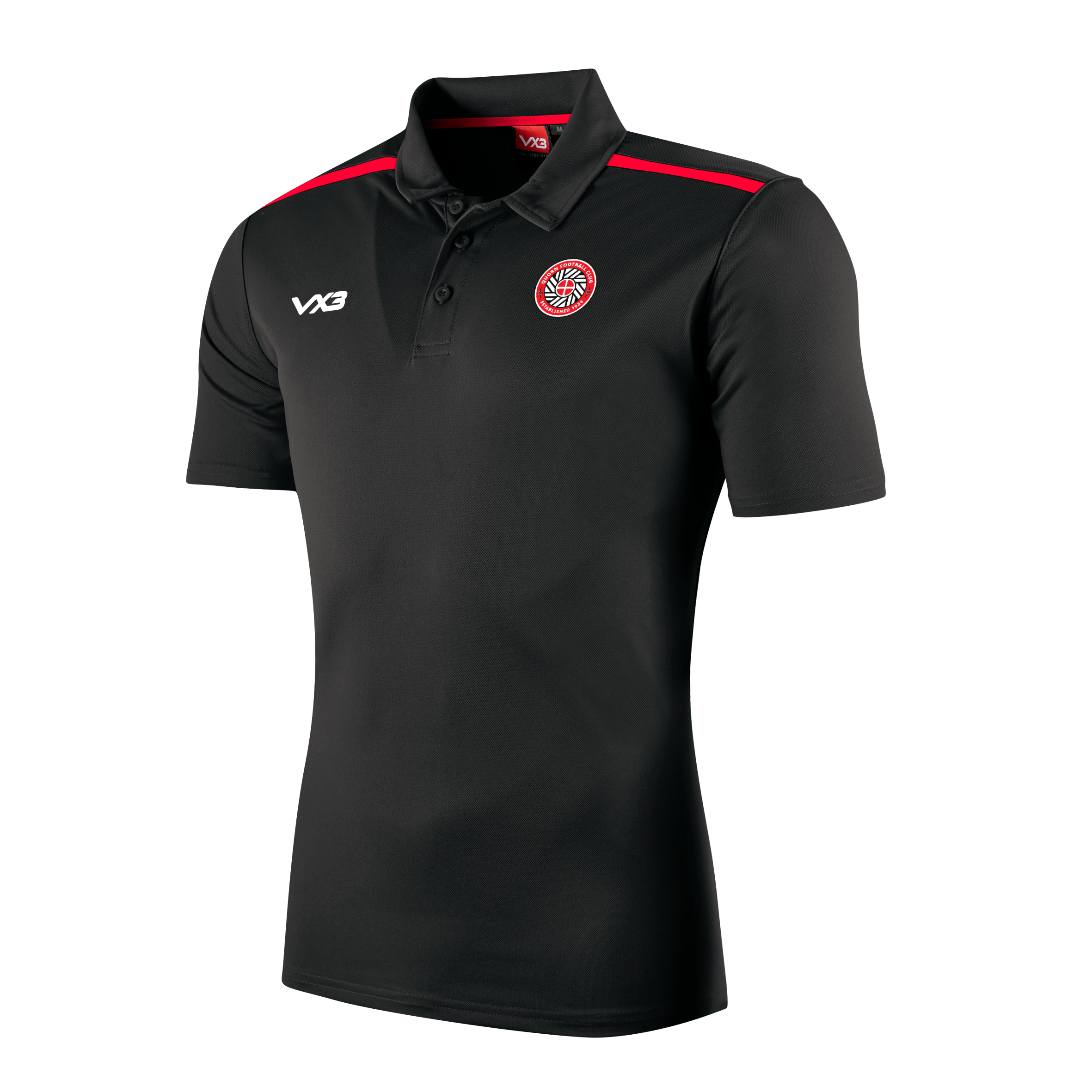 Quorn FC Fortis Polo Black/Red