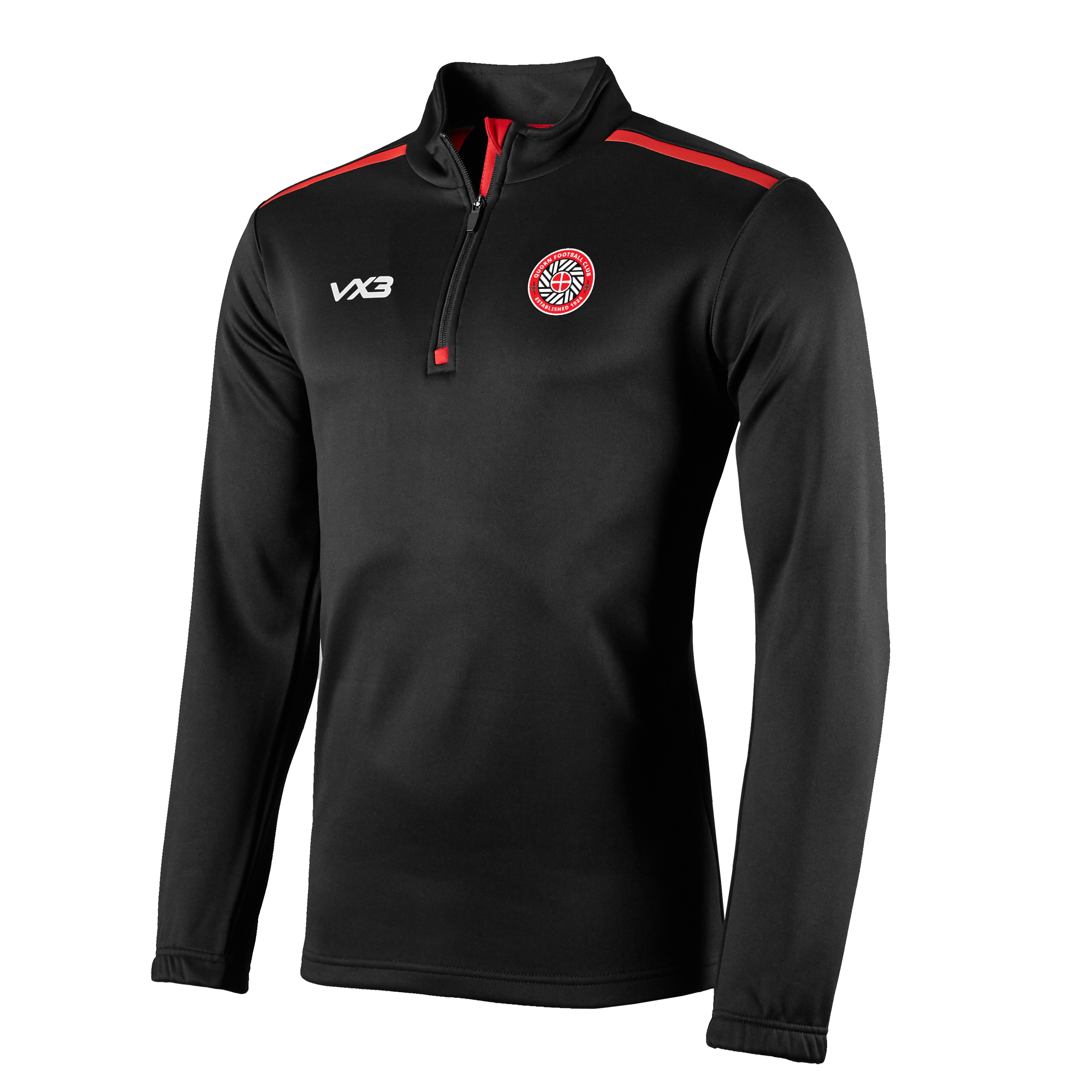 Quorn FC Fortis Quarter Zip Sweat Black/Red