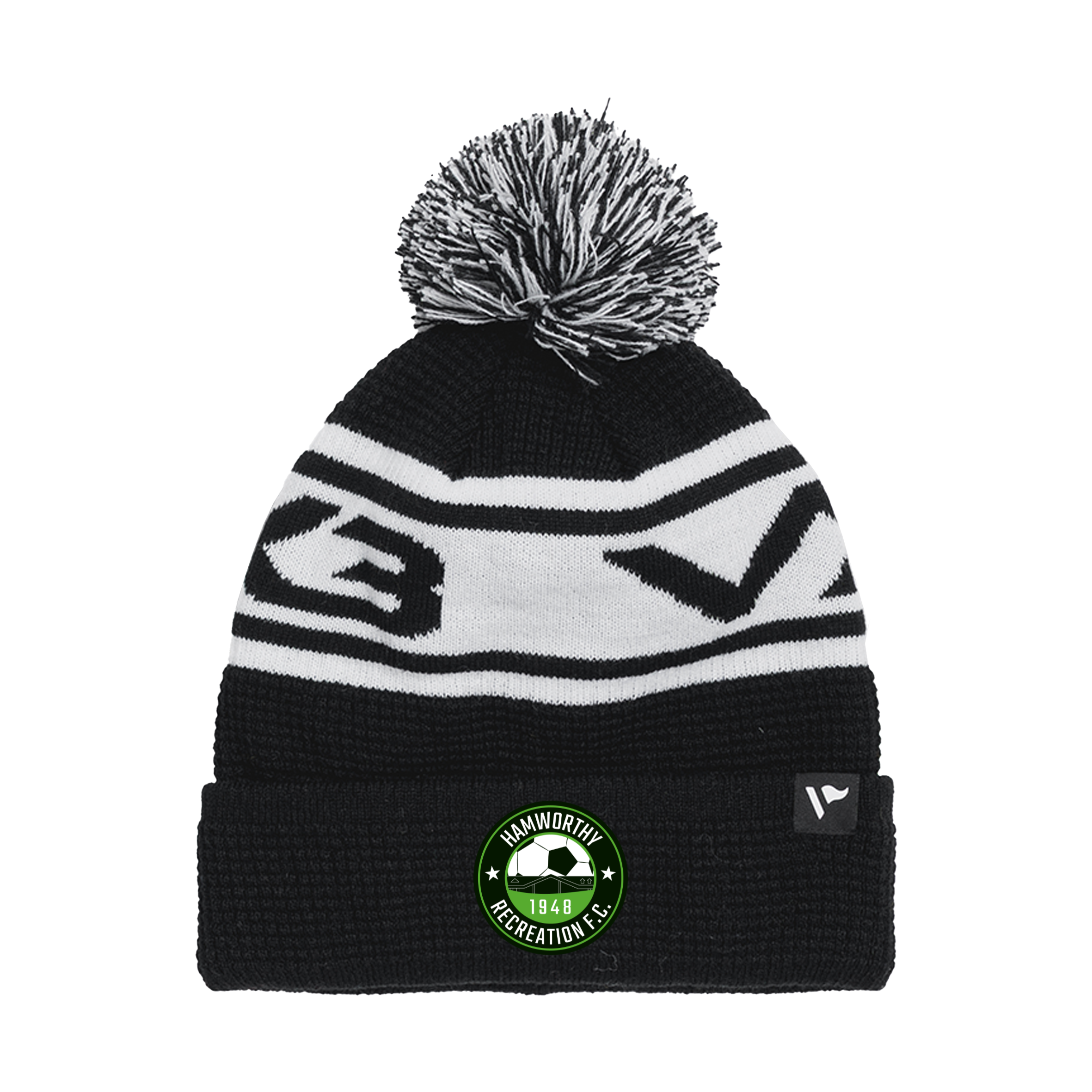 Hamworthy Recreation FC Waffle Knit Bobble Hat - Black/White