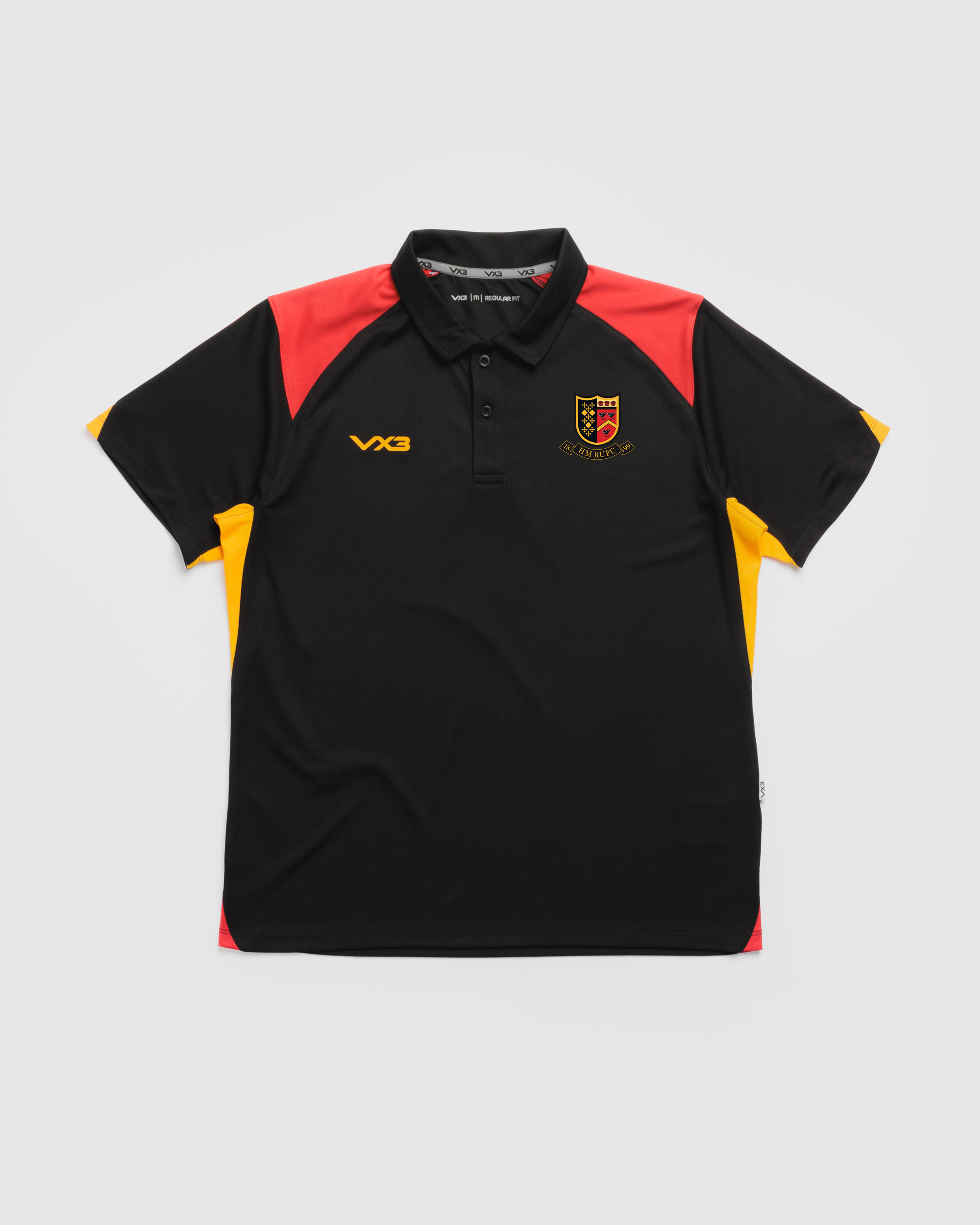 Heaton Moor RUFC Vertex Polo -Black/Red/Amber