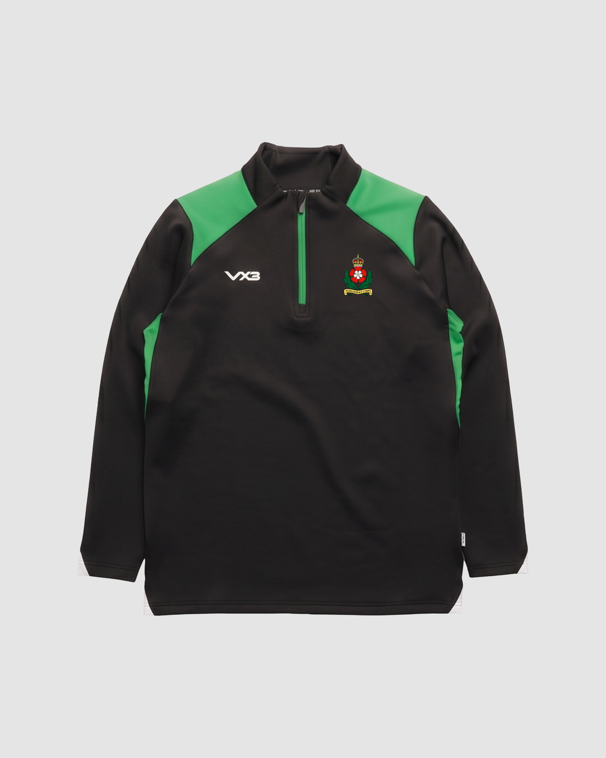 Intelligence Corps Rugby Vertex Quarter Zip -Black/Emerald/White