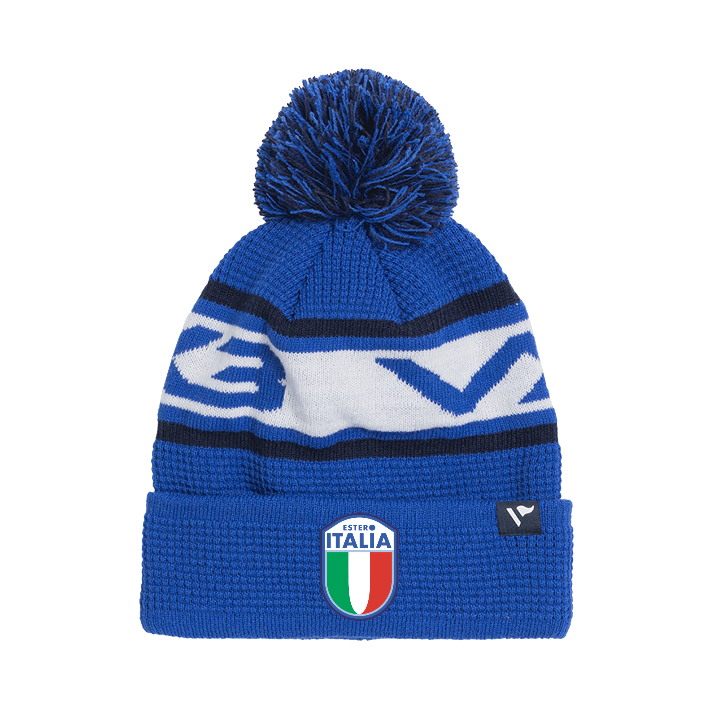 Italia Estero Football Club Waffle Knit Bobble Hat - Royal/Navy/White