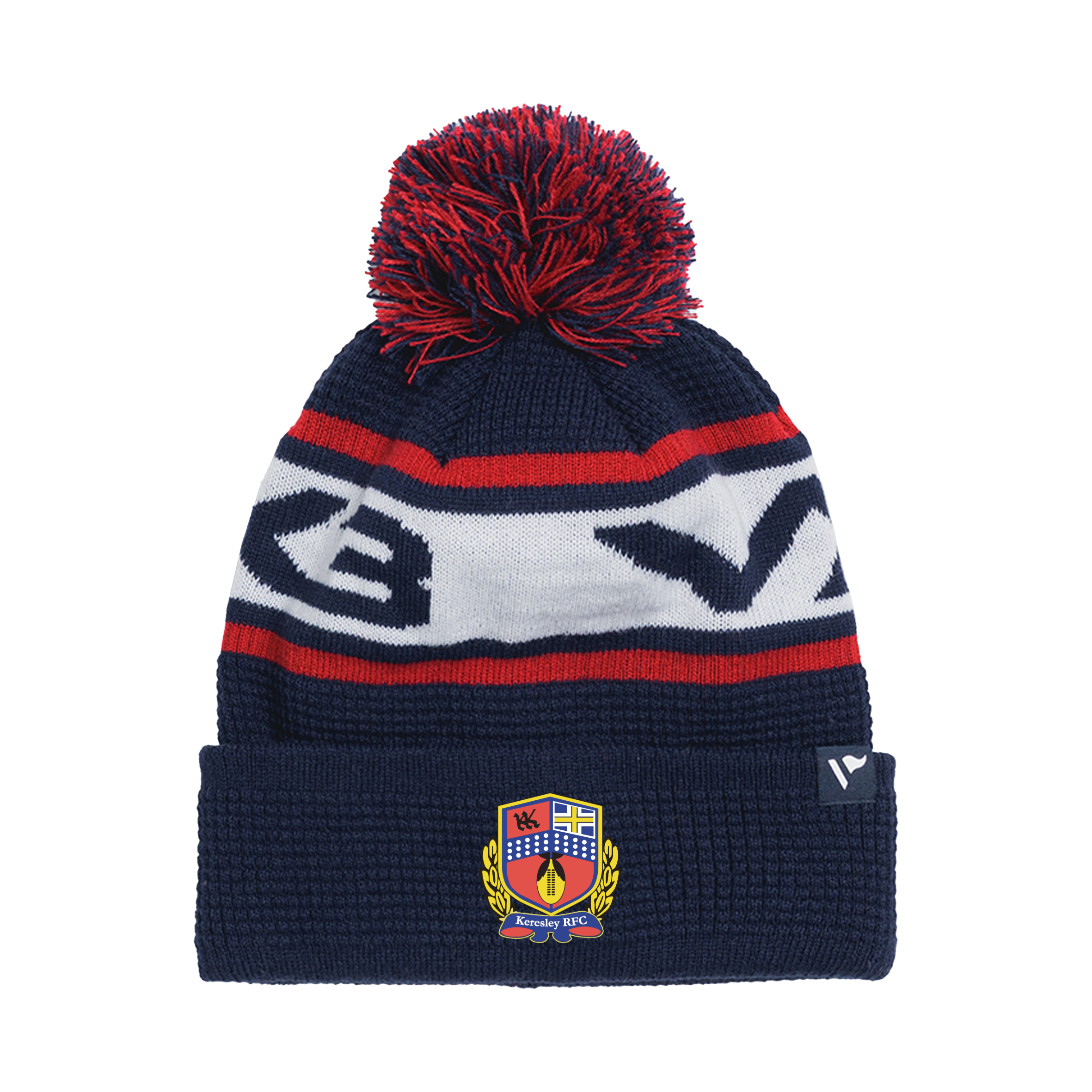Keresley RFC Waffle Knit Bobble Hat - Navy/Red/White