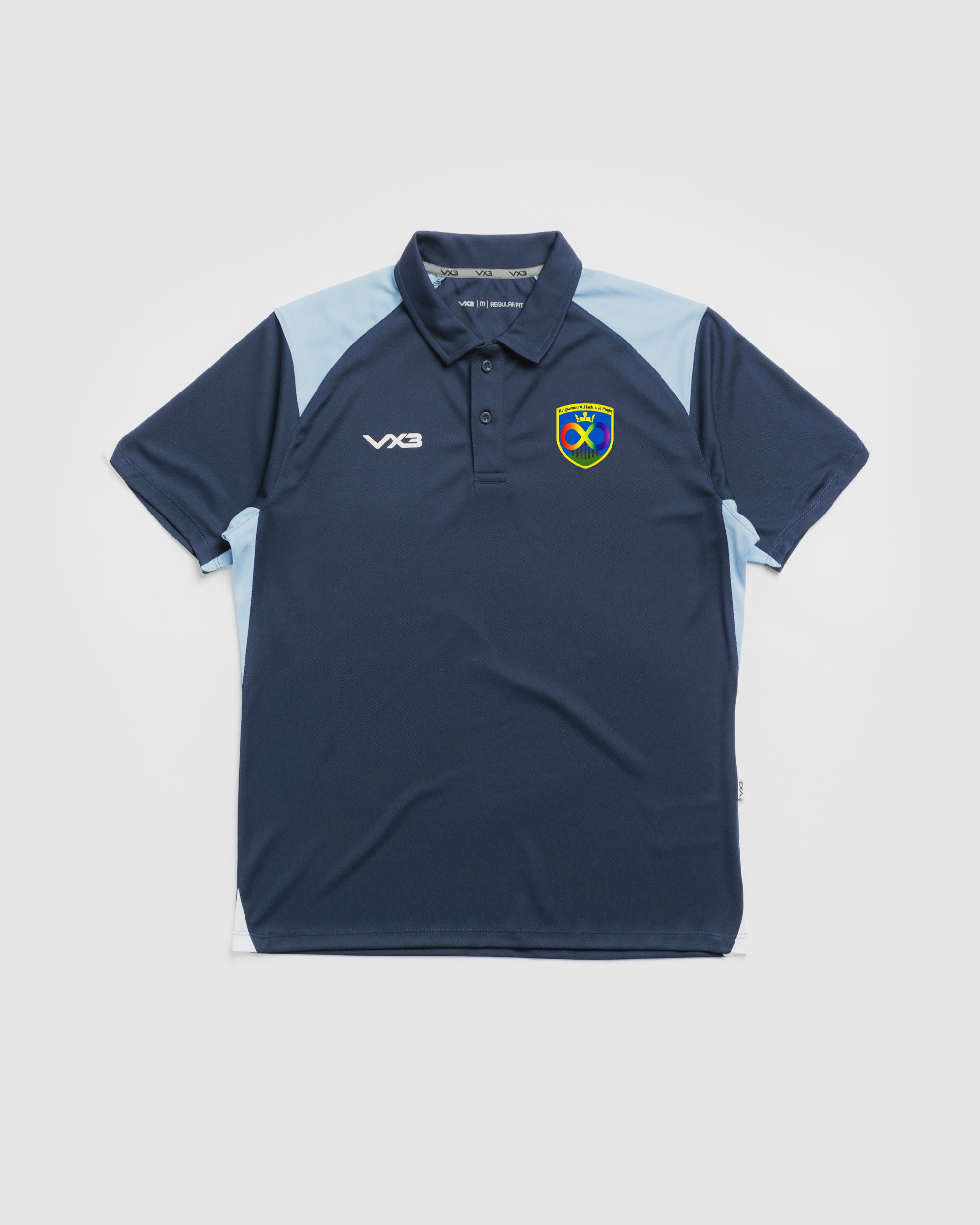 Kingswood RFC - AIR Vertex Polo -Navy/Sky/White