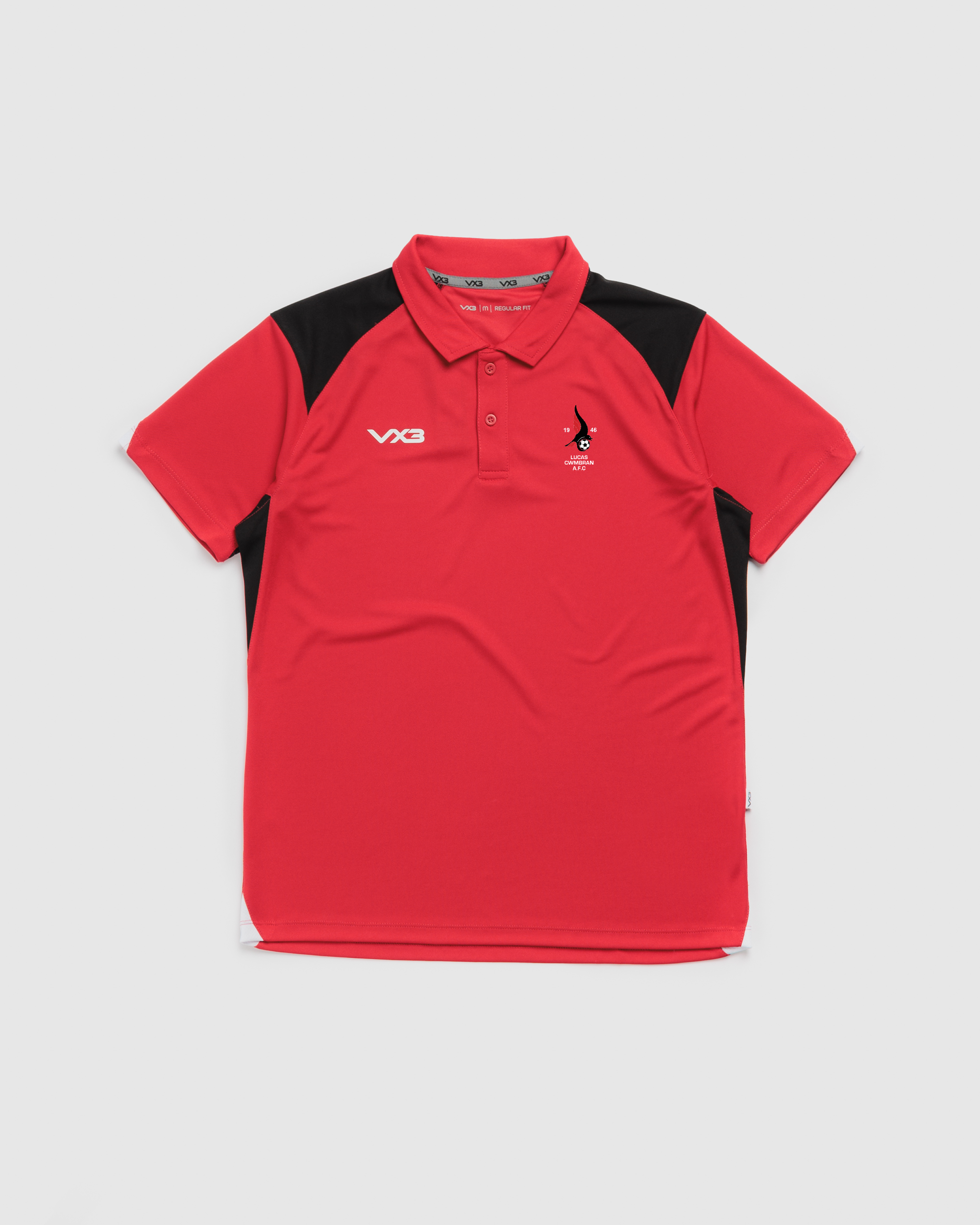 Lucas Cwmbran AFC Vertex Polo -Red/Black/White
