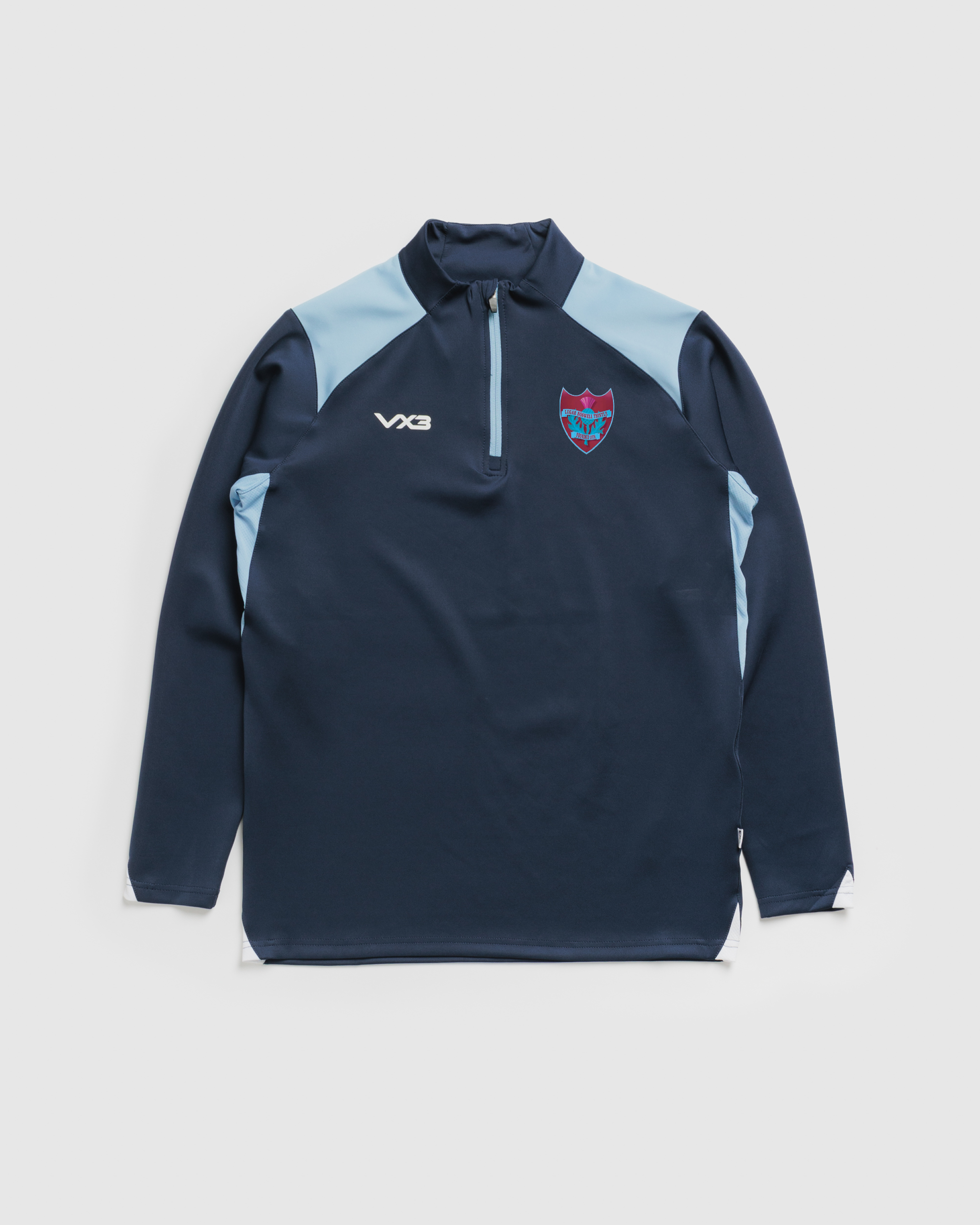 Lugar Boswell Thistle FC Vertex Youth Quarter Zip -Navy/Sky/White