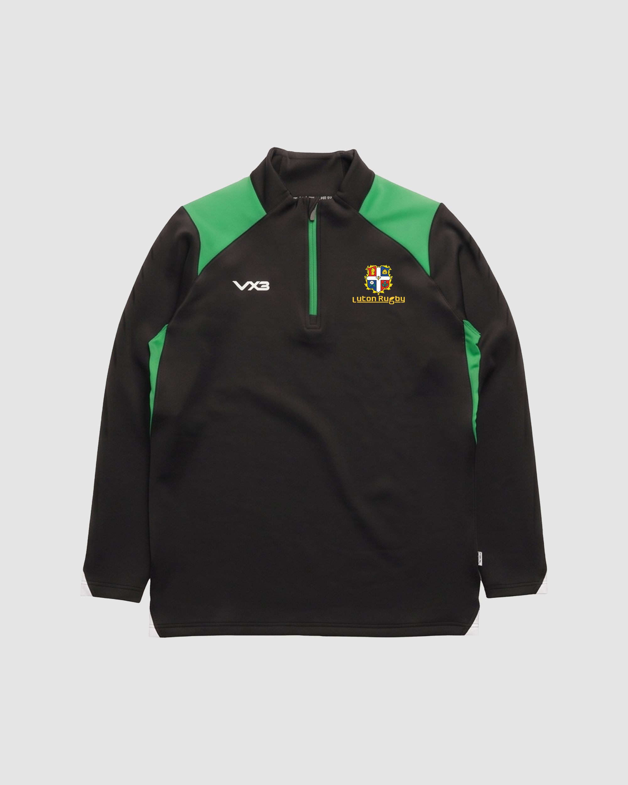 Luton RFC Vertex Youth Quarter Zip -Black/Emerald/White
