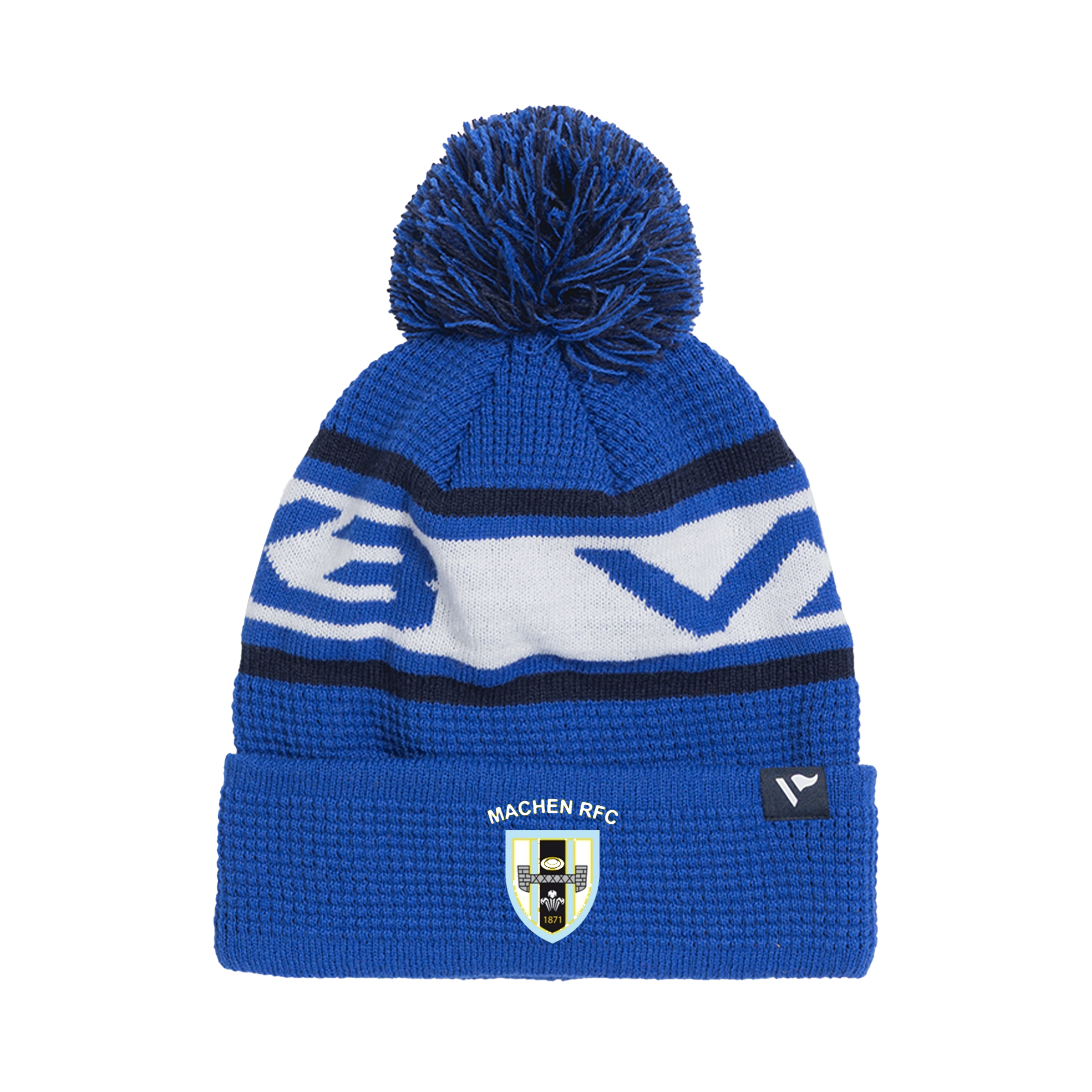 Machen RFC Waffle Knit Bobble Hat - Royal/Navy/White