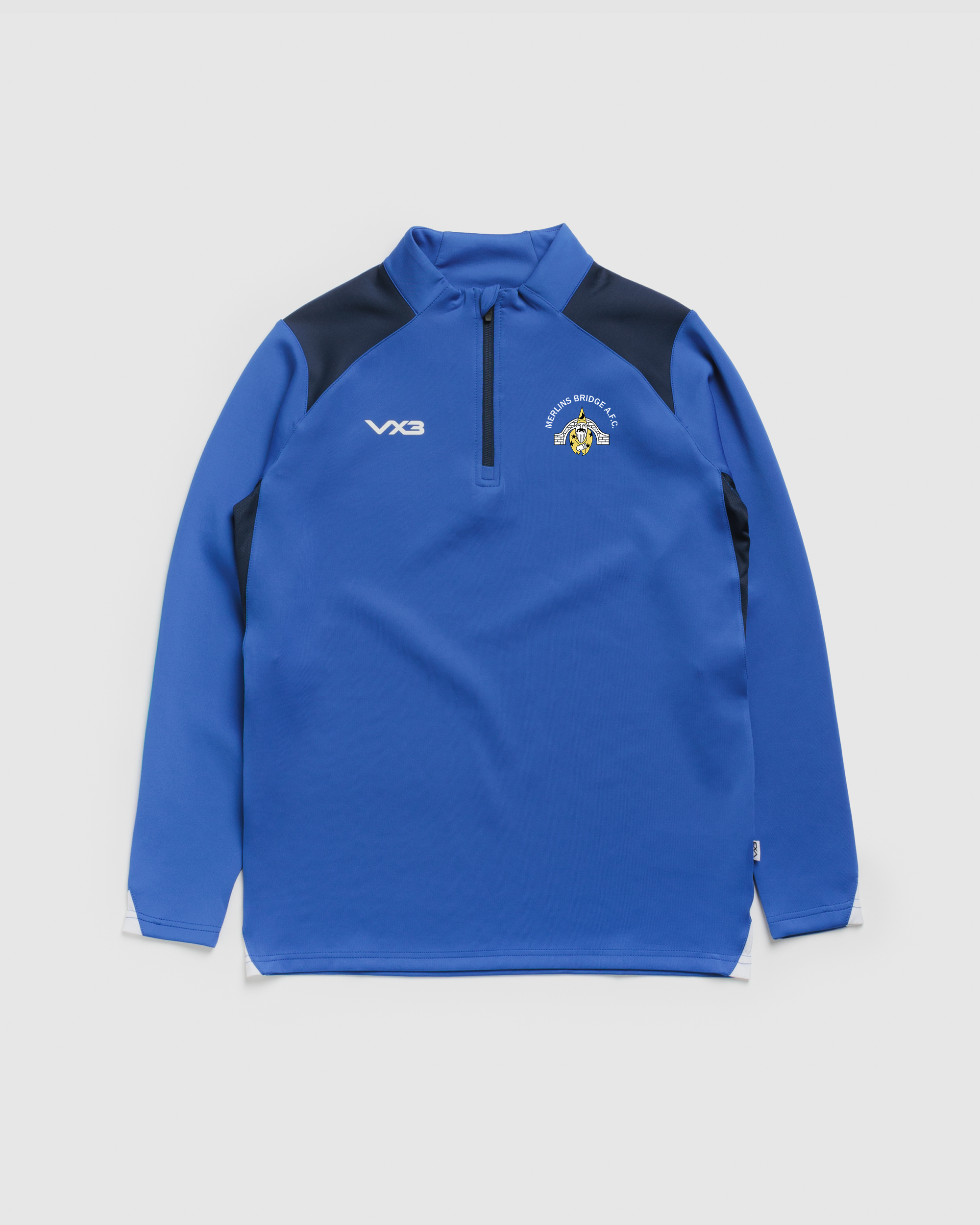 Merlins Bridge AFC Vertex Quarter Zip -Royal/Navy/White
