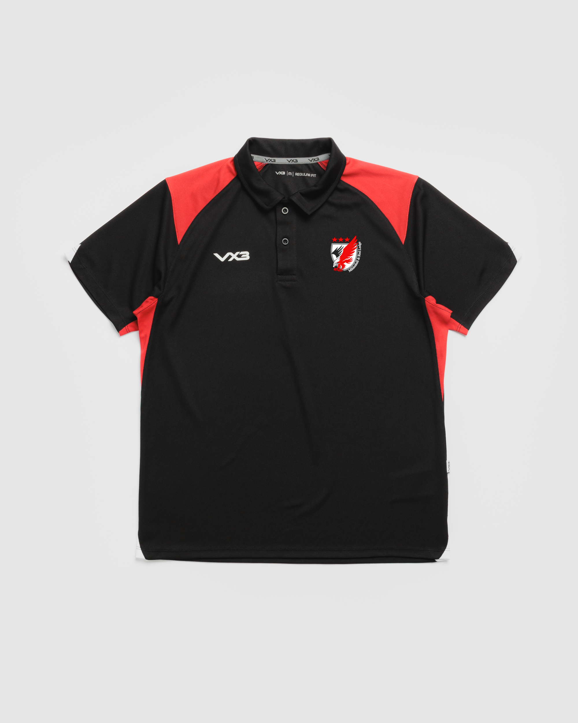 Mildenhall & Red Lodge Rugby Club Vertex Polo -Black/Red/White