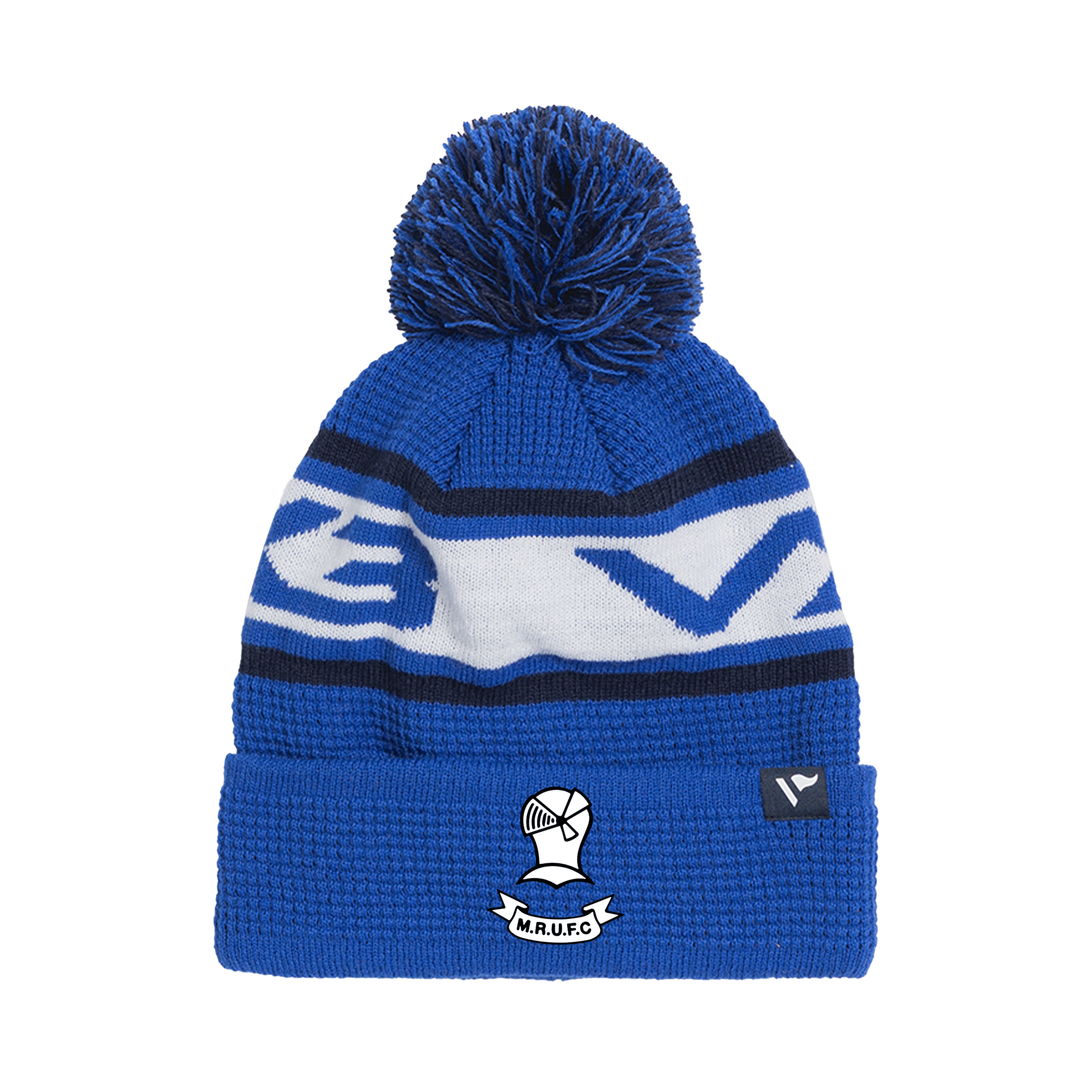 Millom RUFC Waffle Knit Bobble Hat - Royal/Navy/White