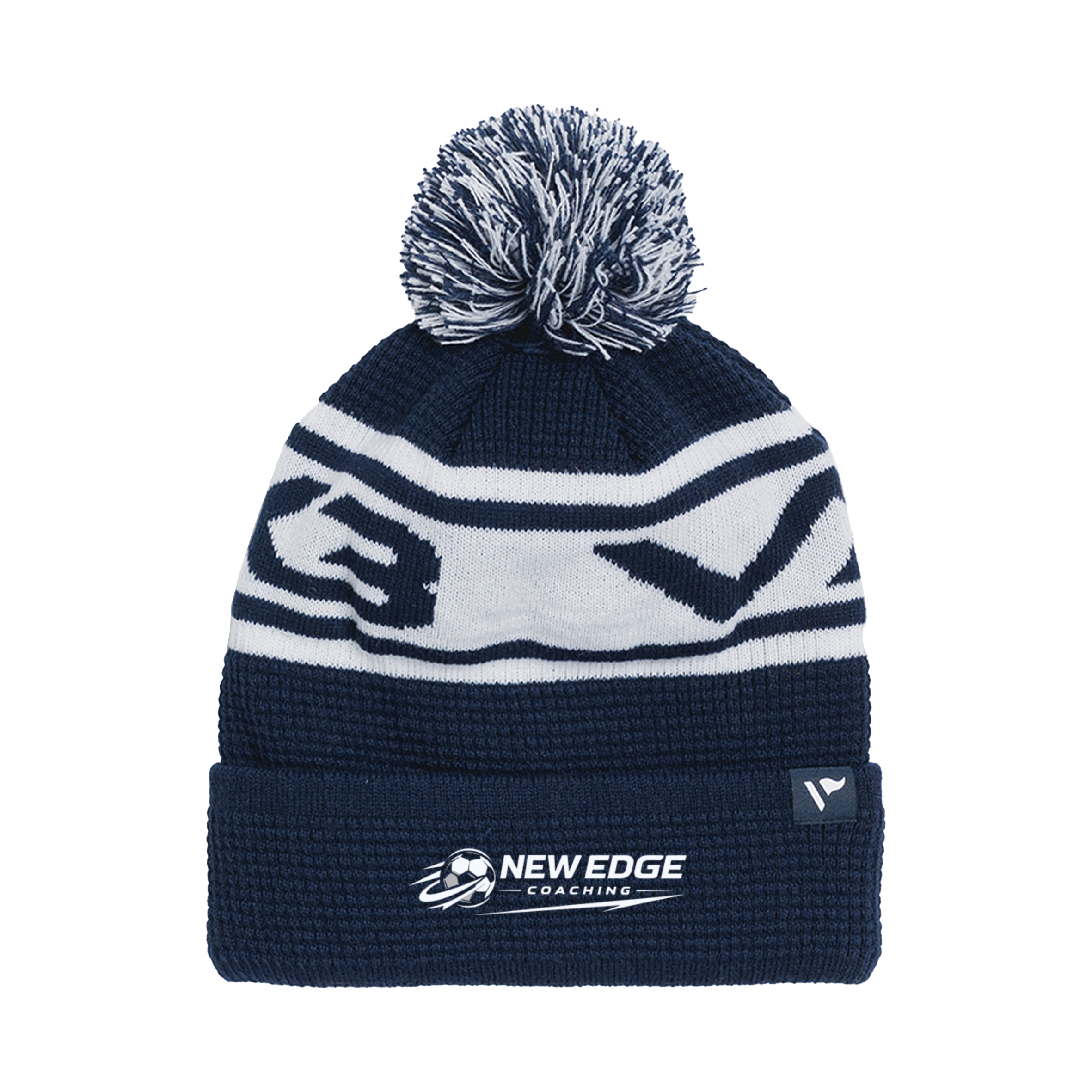 New Edge Coaching Waffle Knit Bobble Hat - Navy/White