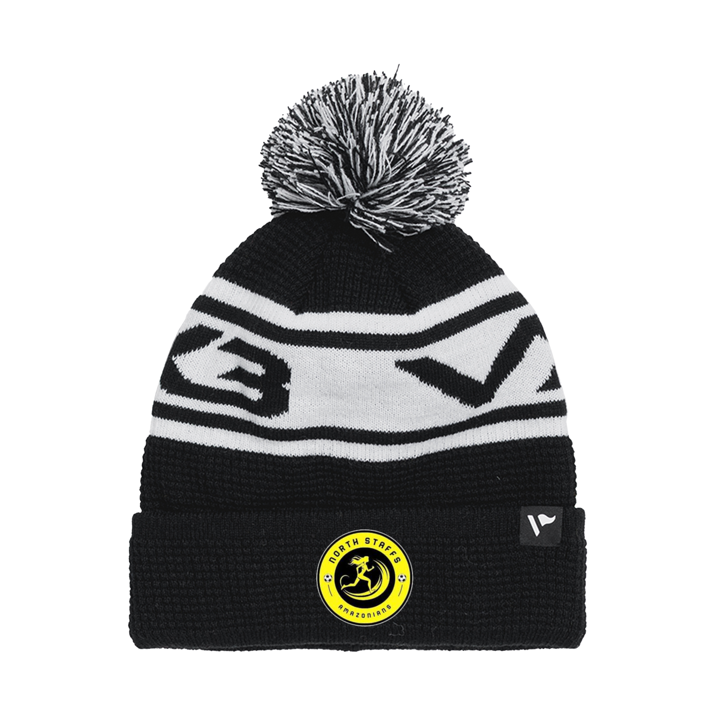 North Staffs Amazonians FC Waffle Knit Bobble Hat - Black/White