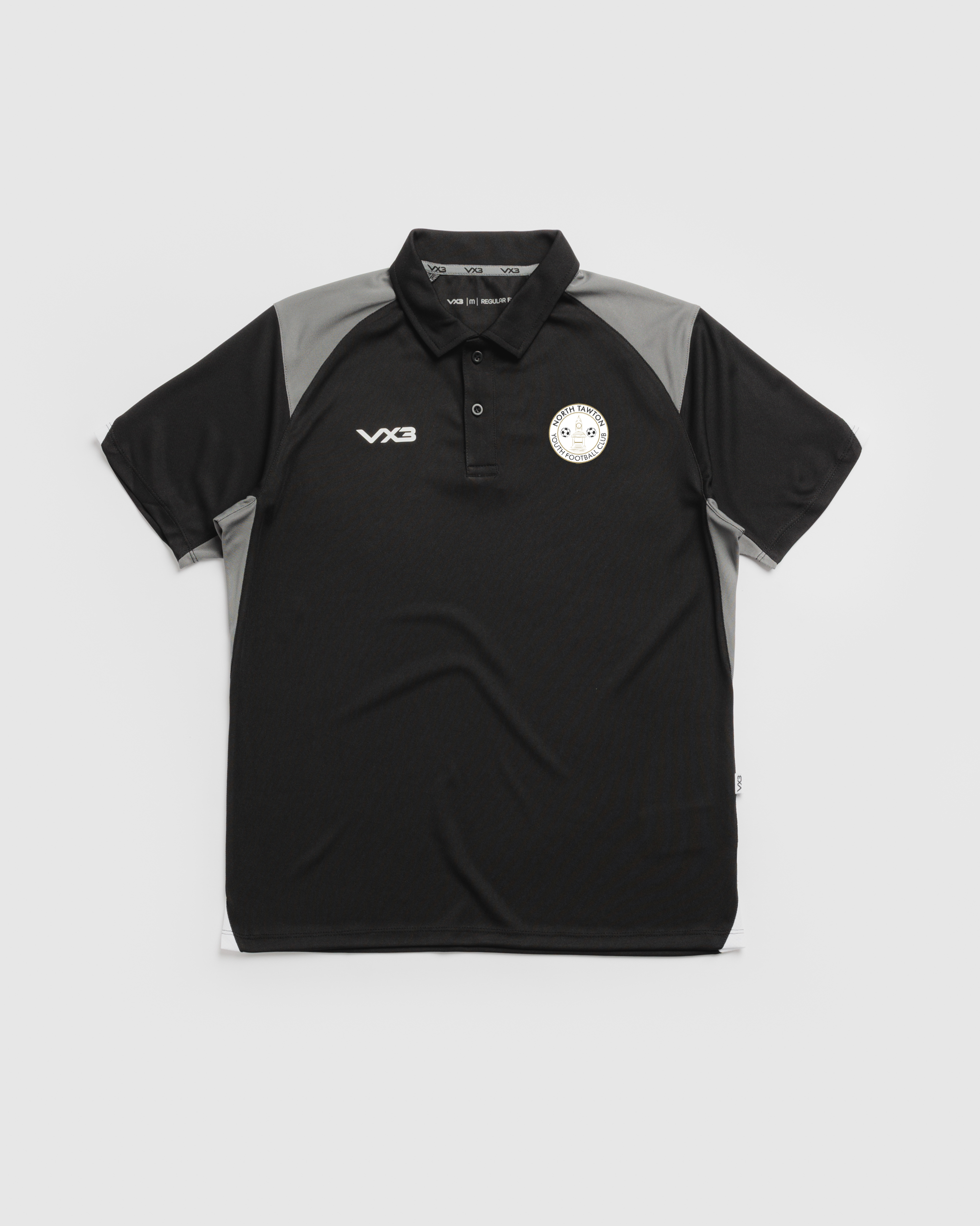 North Tawton Youth FC Vertex Polo -Black/Grey/White